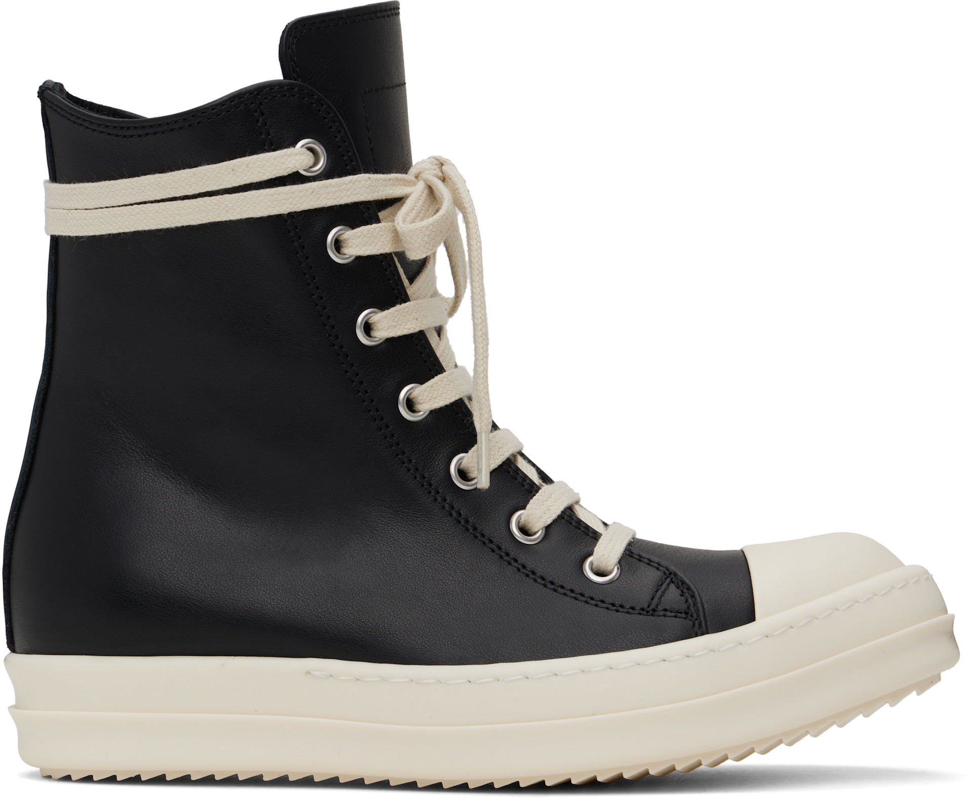 Rick Owens: Black Hollywood Calf Leather Sneakers | SSENSE China