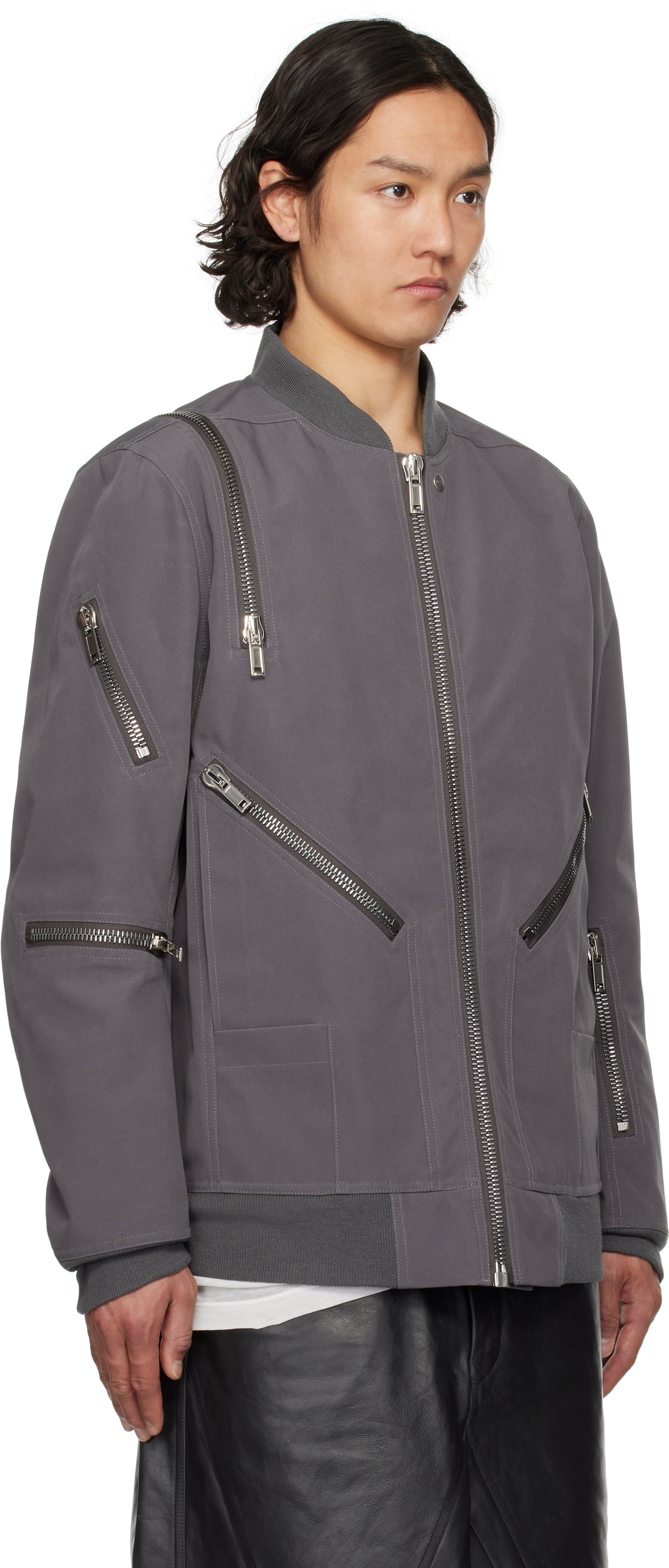 Rick Owens: Gray Hollywood Jumbo Headon Flight Jacket | SSENSE