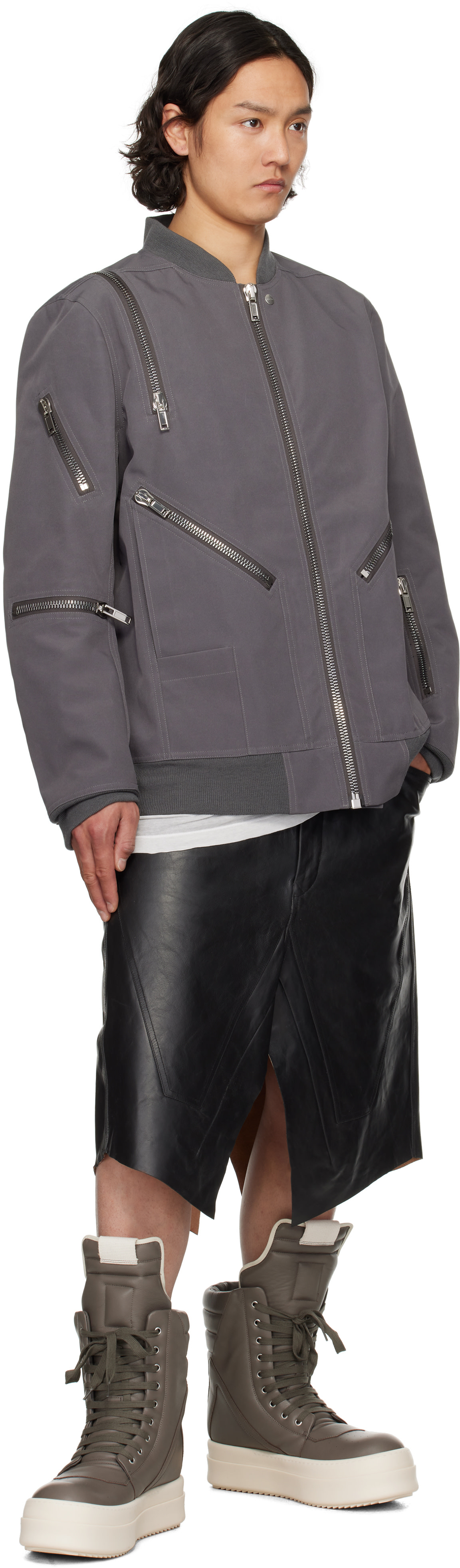 Rick Owens: グレー Hollywood Jumbo Headon フライトジャケット