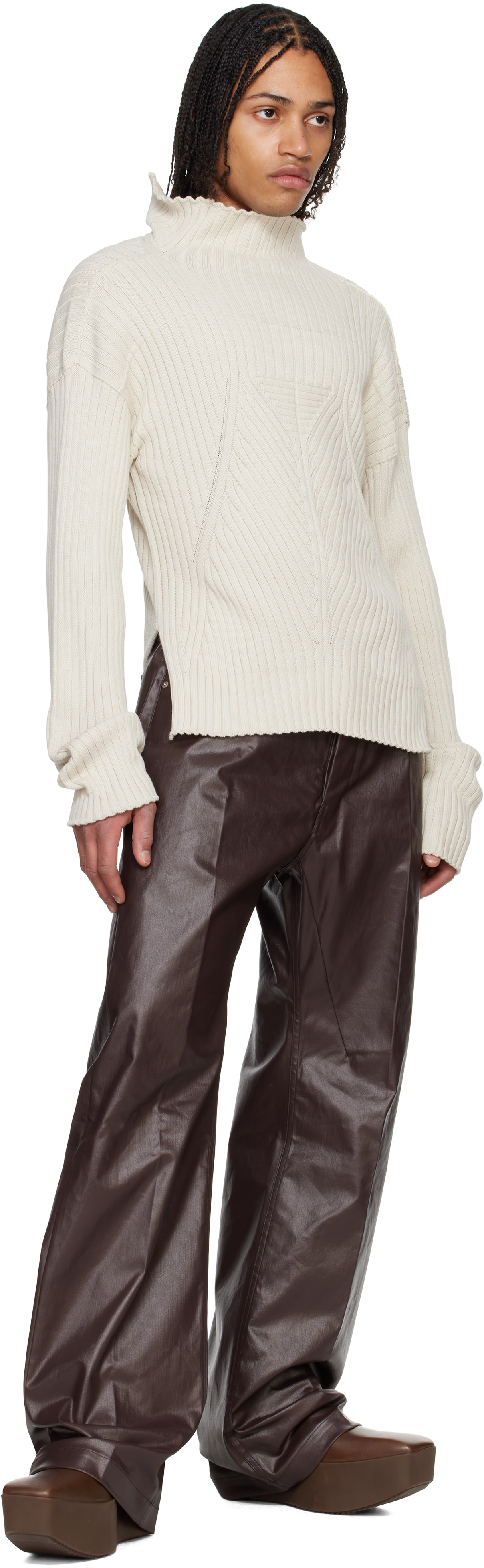 Rick Owens: Brown Hollywood Coated Geth Jeans | SSENSE Canada