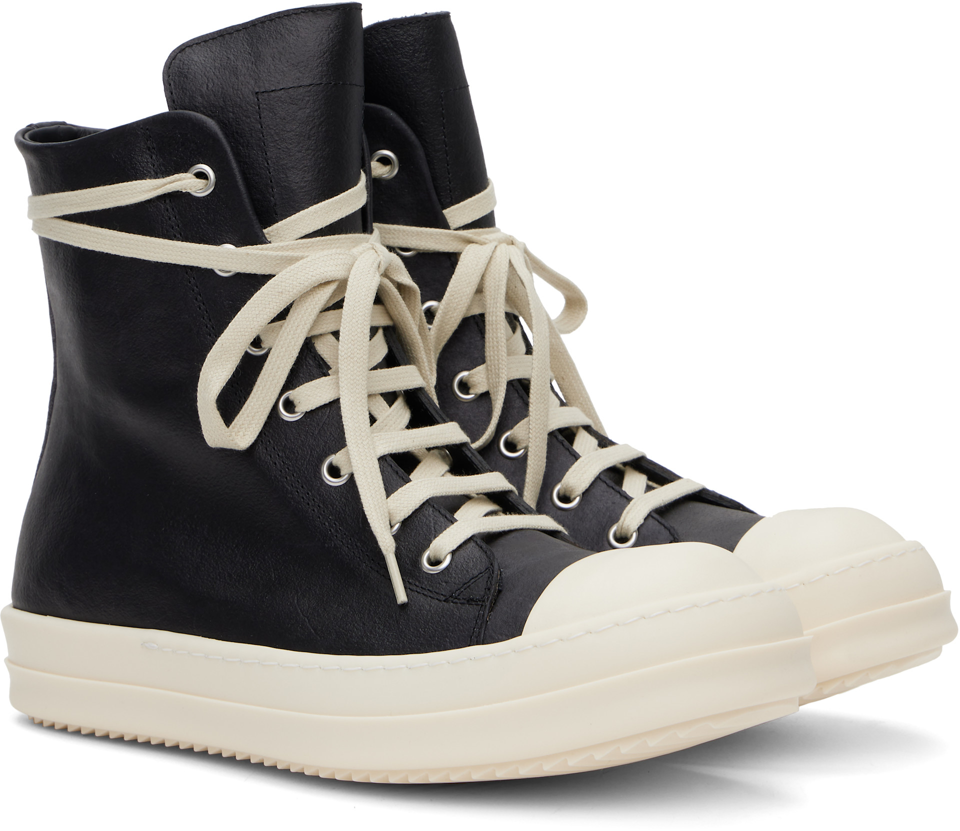 Rick Owens: ブラック Hollywood レザースニーカー | SSENSE 日本