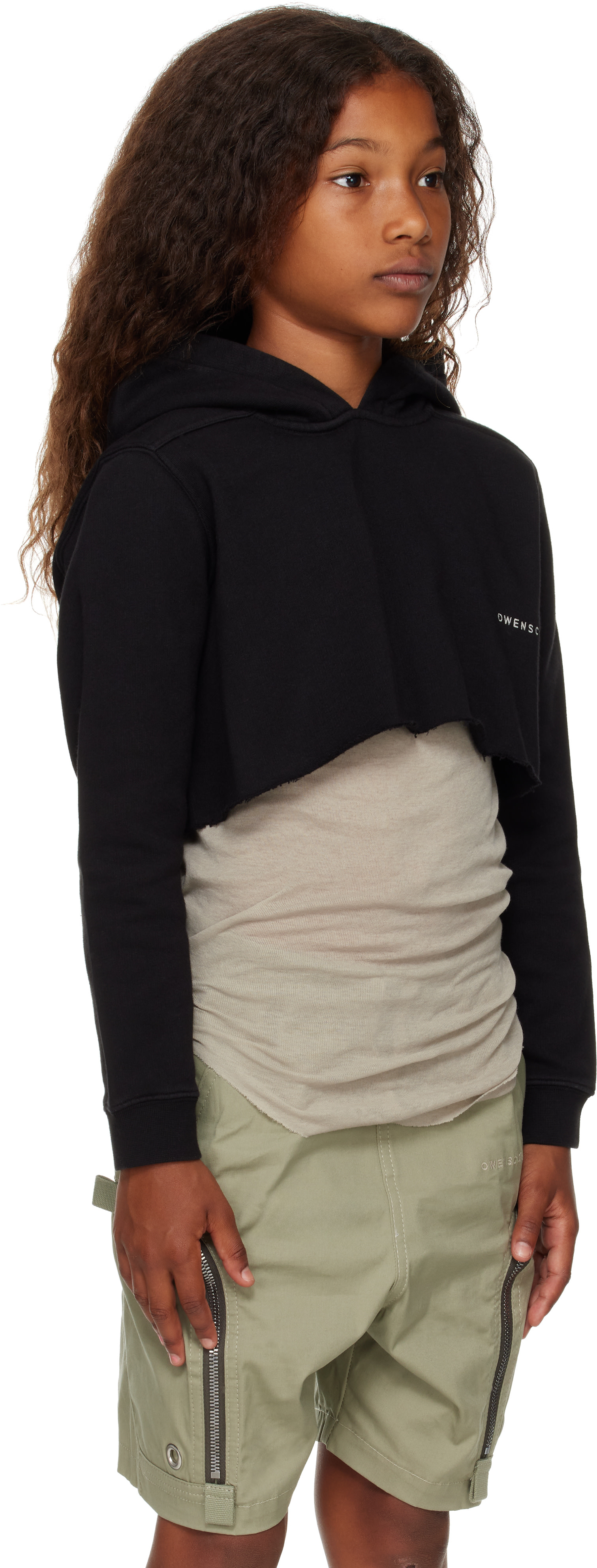 Rick Owens - Enfant | Pull à capuche écourté noir - Hollywood
