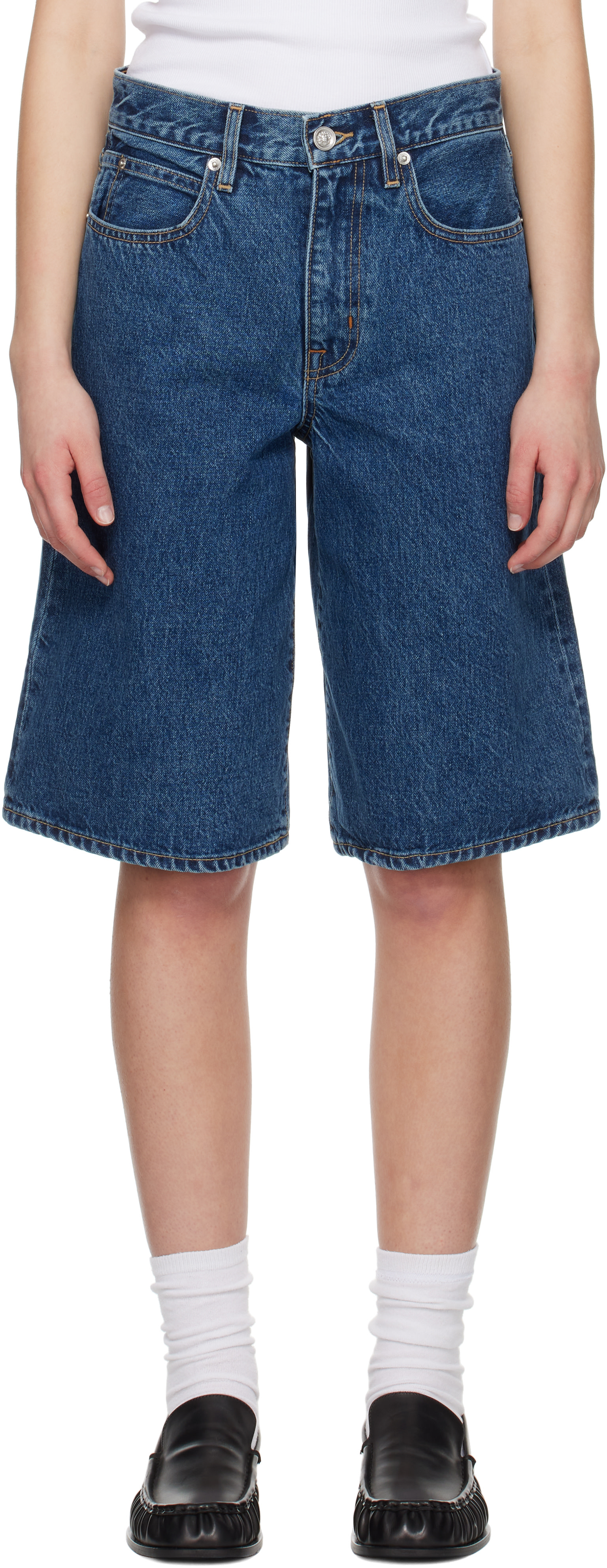 SLVRLAKE - Short ample Grace bleu en denim
