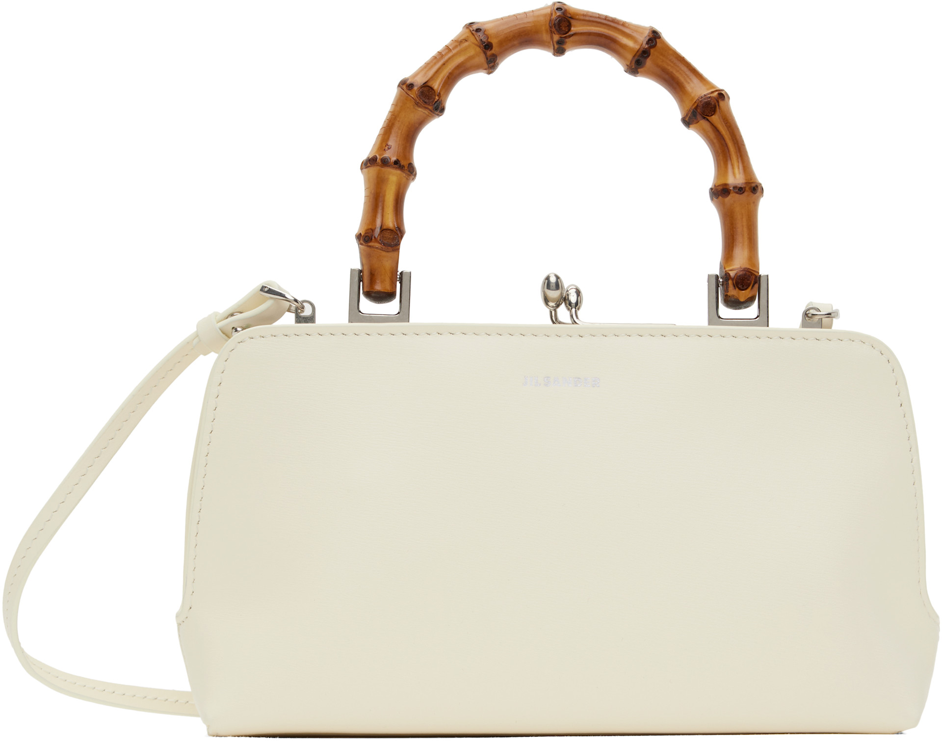 良品 JIL SANDER 2wayバッグ アコーディオン ホワイト系 f417 バッグ