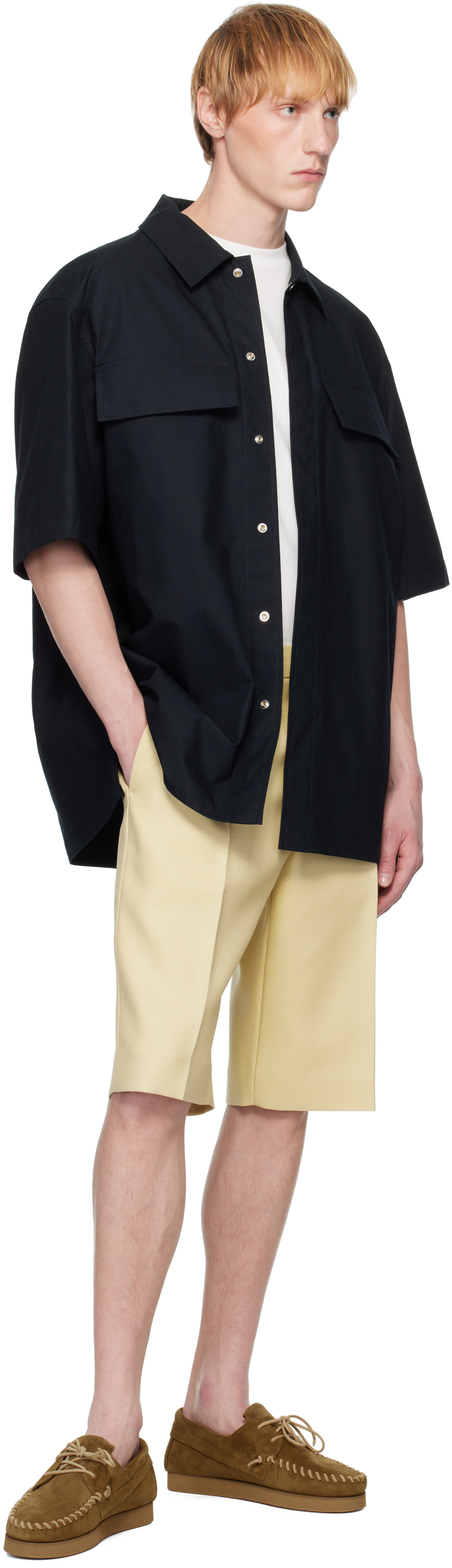 Jil Sander: Beige Wool Canvas Shorts | SSENSE Canada