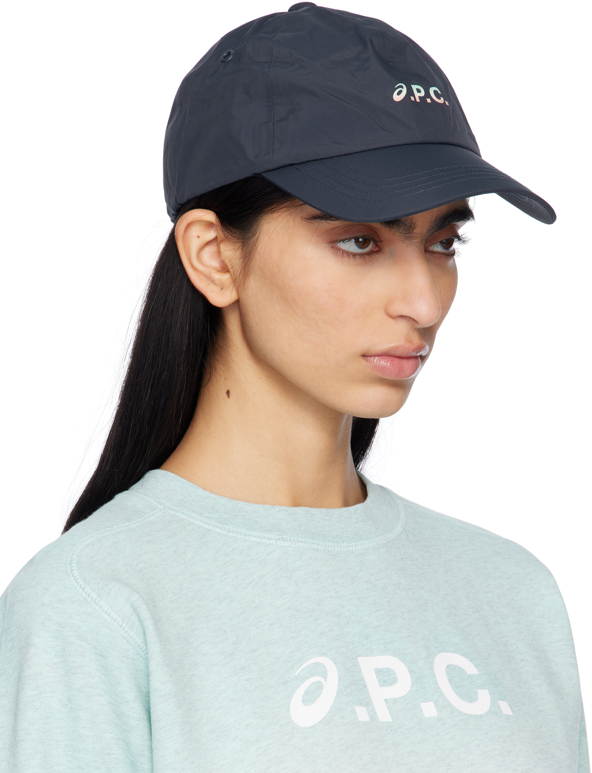 A.P.C.: ネイビー ASICSエディション Charlie ベースボールキャップ