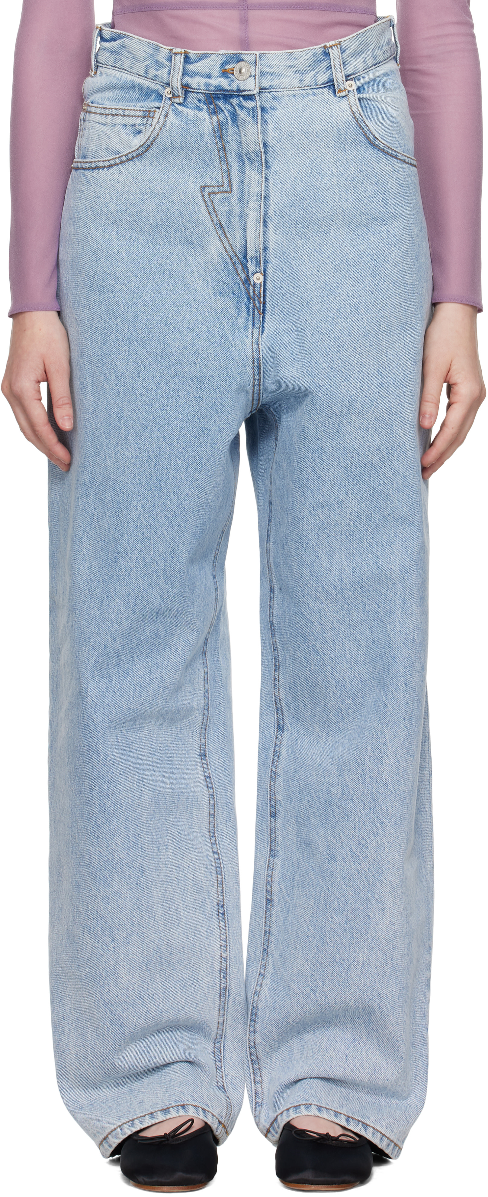 Pushbutton: Blue Panty Cutout Jeans | SSENSE