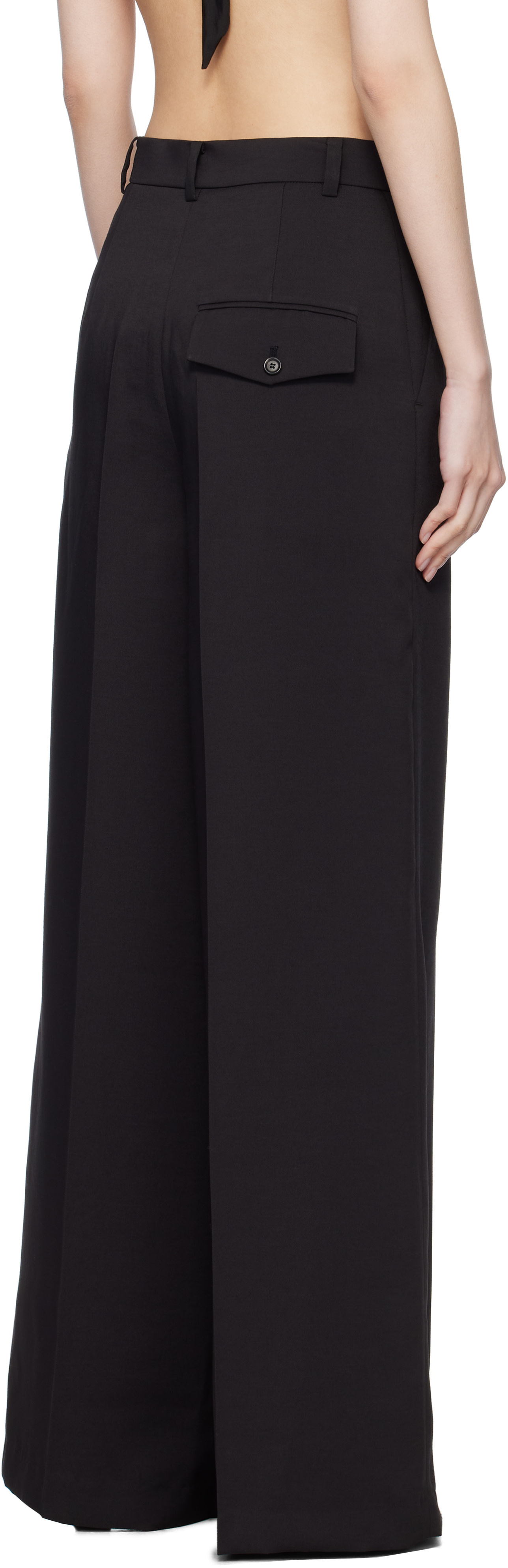 Pushbutton - Pantalon ample noir à taille repliée