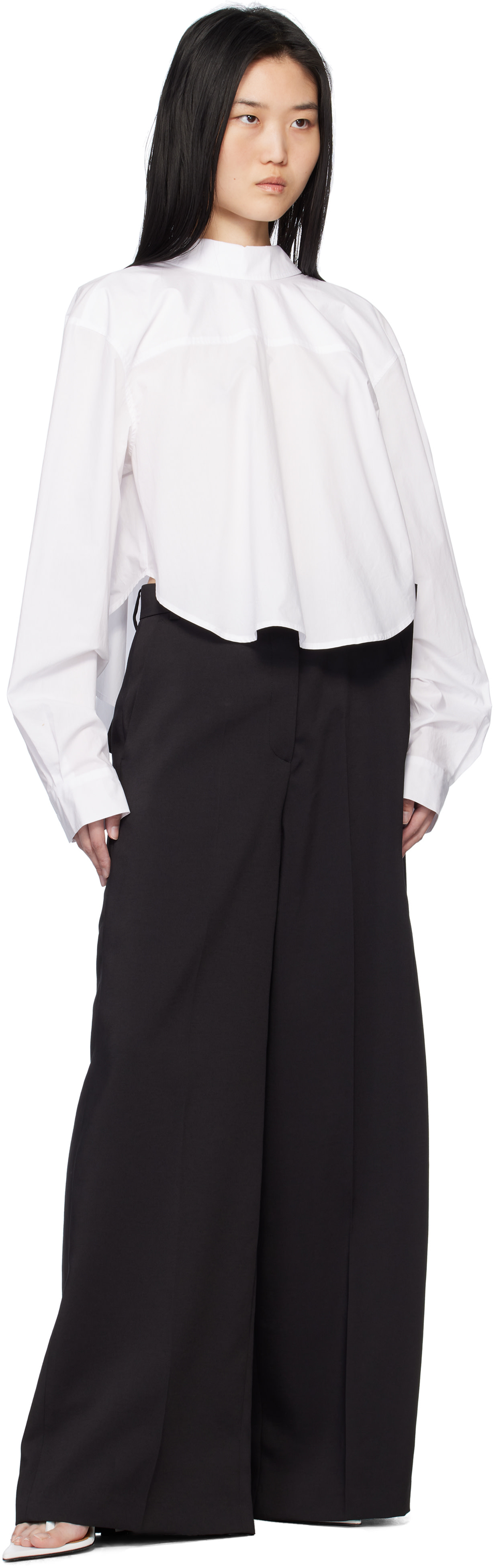 Pushbutton - Pantalon ample noir à taille repliée