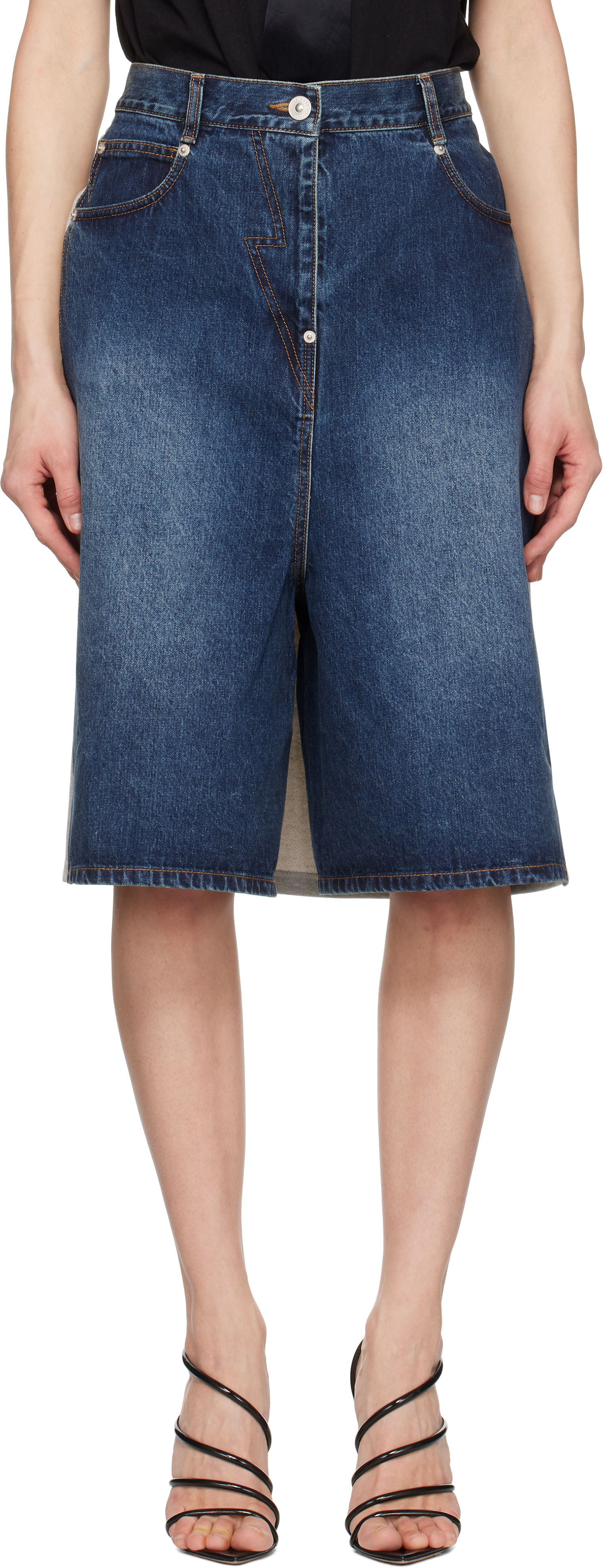 Pushbutton - Jupe-short bleue à panneaux