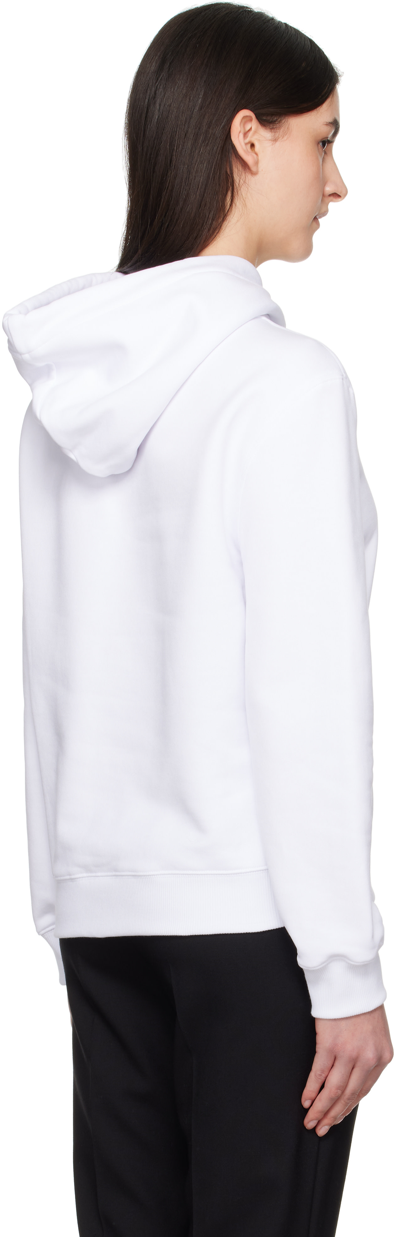 Lanvin - Pull à capuche blanc à logo perlé brodé