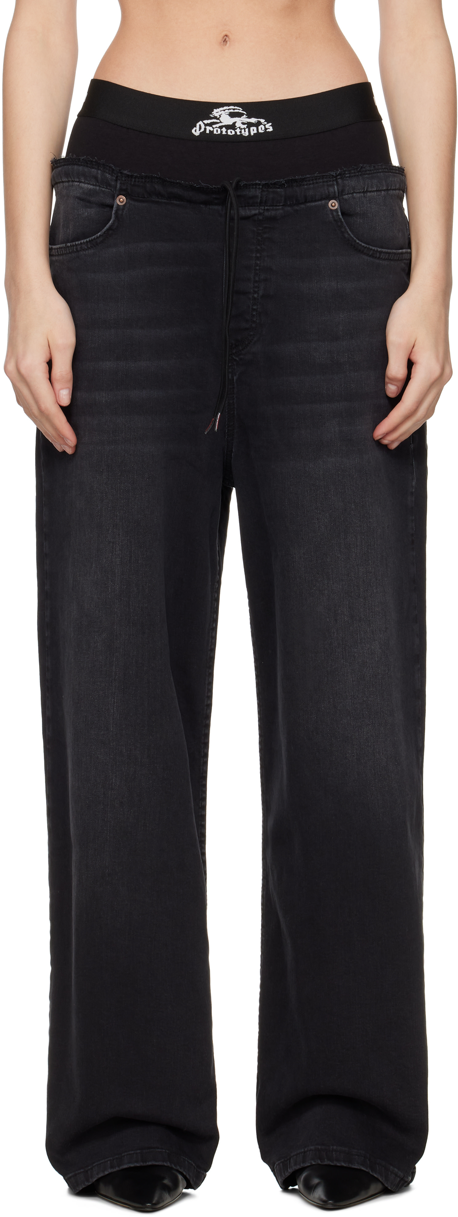 Prototypes - Black Waistband Regular Jeans