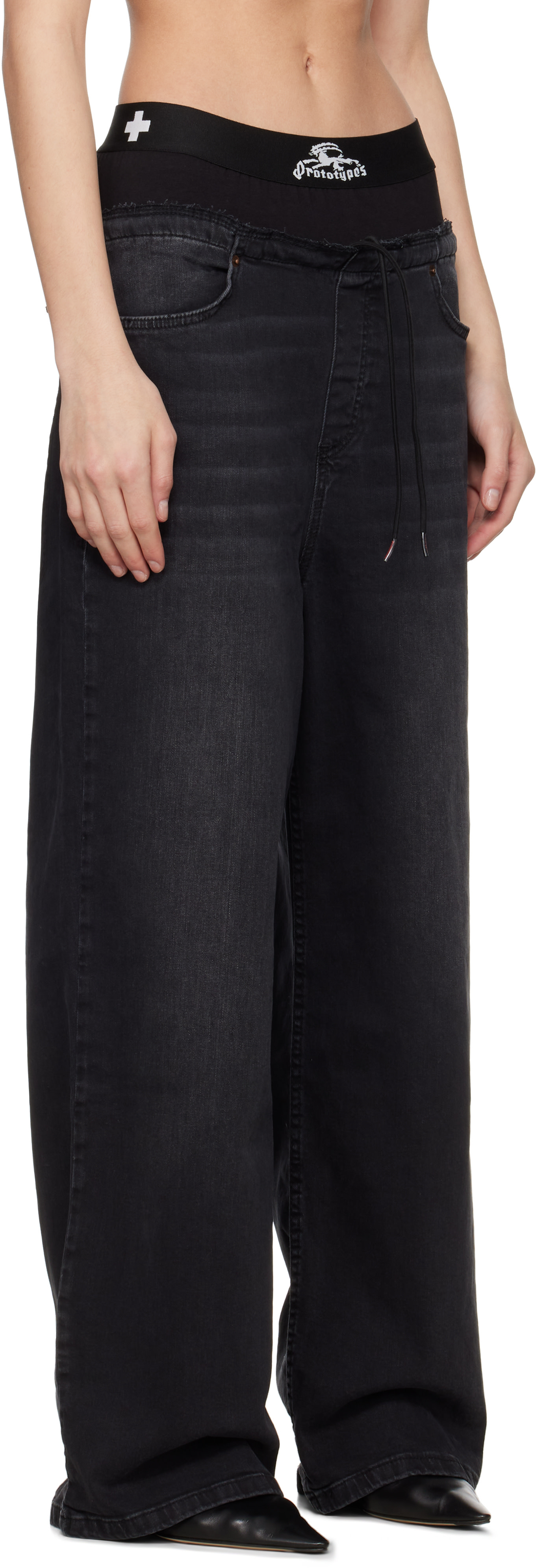 Prototypes - Black Waistband Regular Jeans