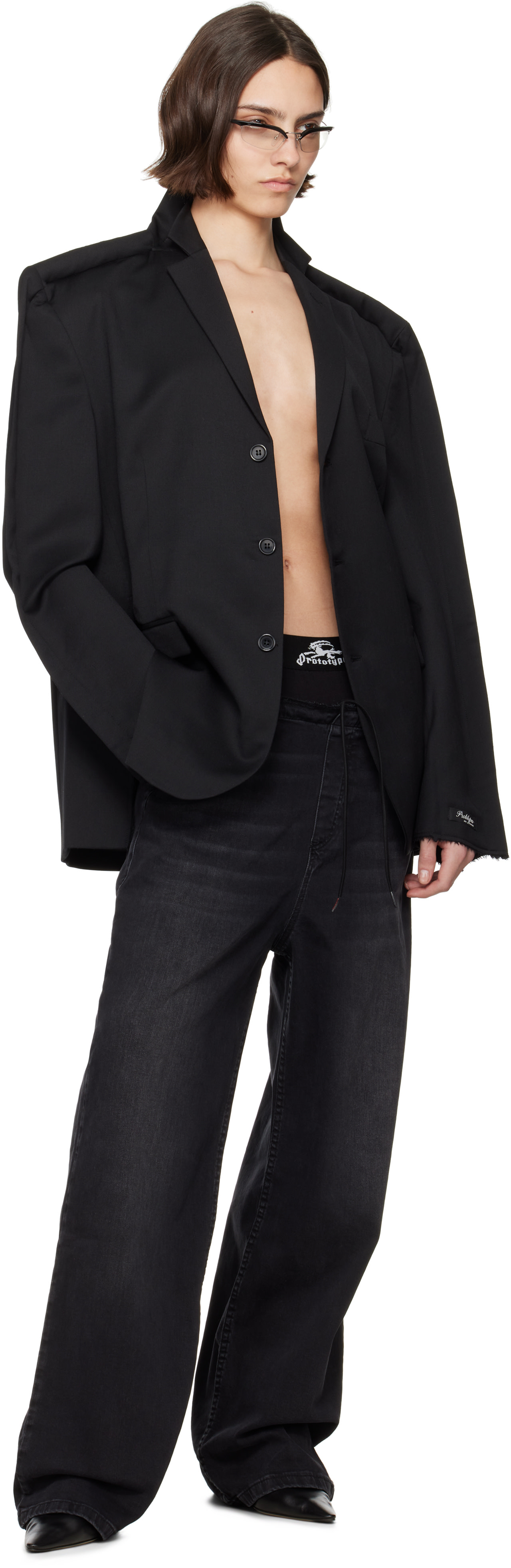 Prototypes - Black Waistband Regular Jeans