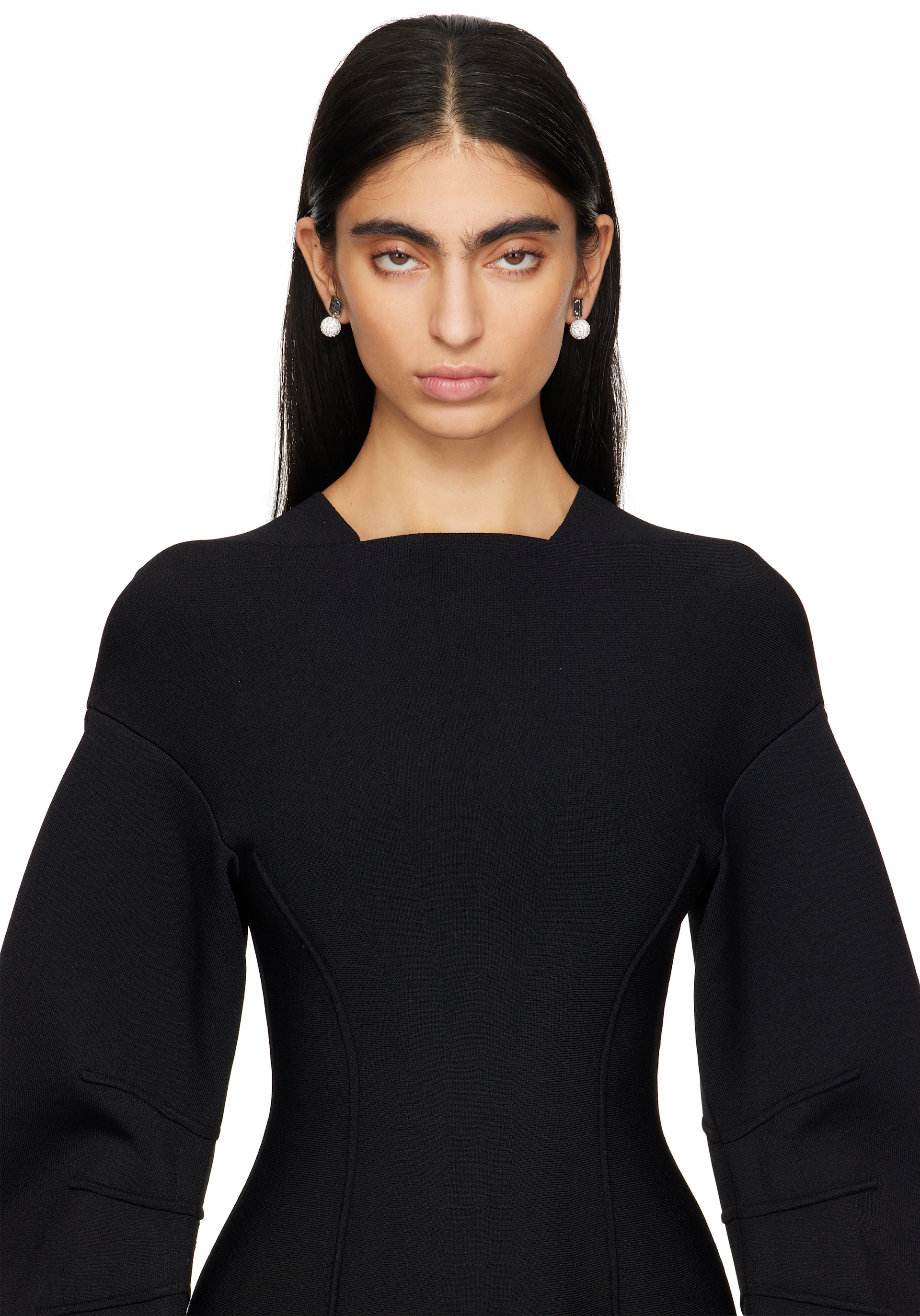 Givenchy: Silver 4G Metal & Crystal Earrings | SSENSE