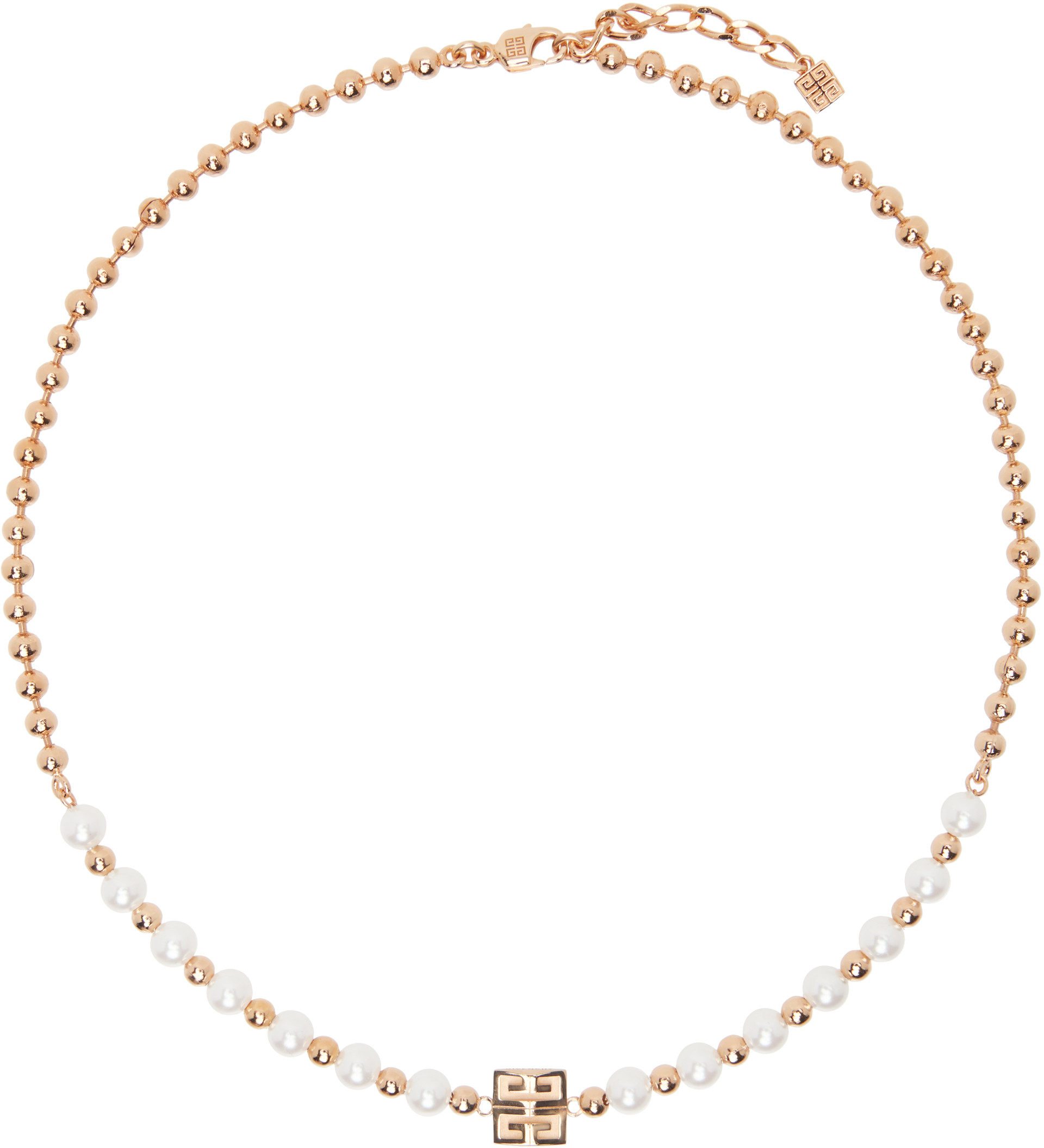 givenchy G LINK PEARLS NECK ネックレス　現行　美品 Givenchy: Rose Gold 4G Pearl Necklace | SSENSE