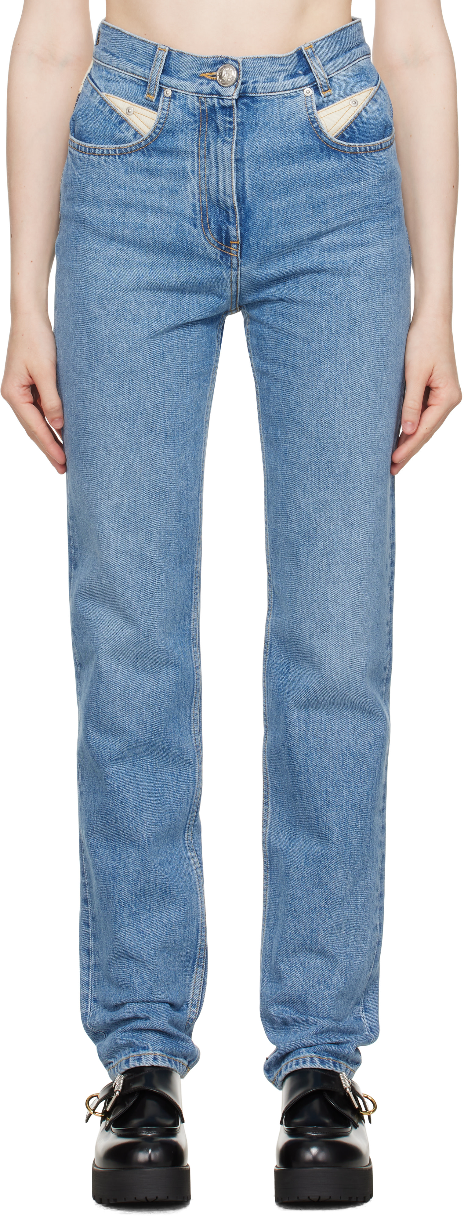 Givenchy - Jean ajusté bleu à empiècements