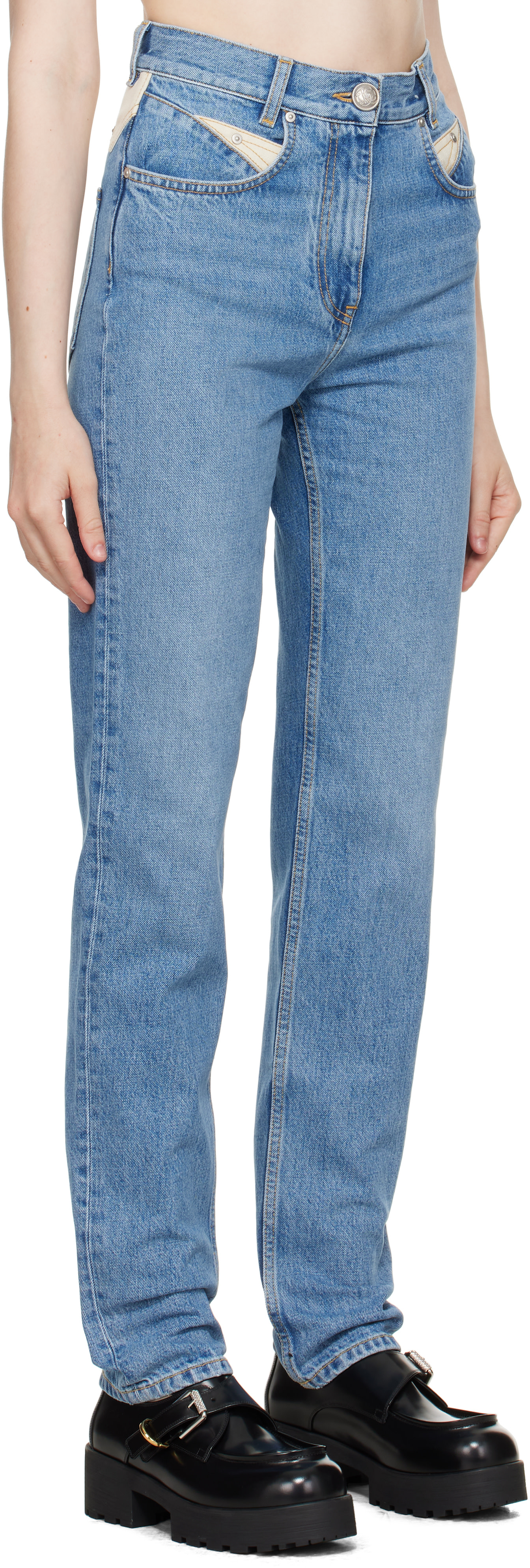 Givenchy - Jean ajusté bleu à empiècements