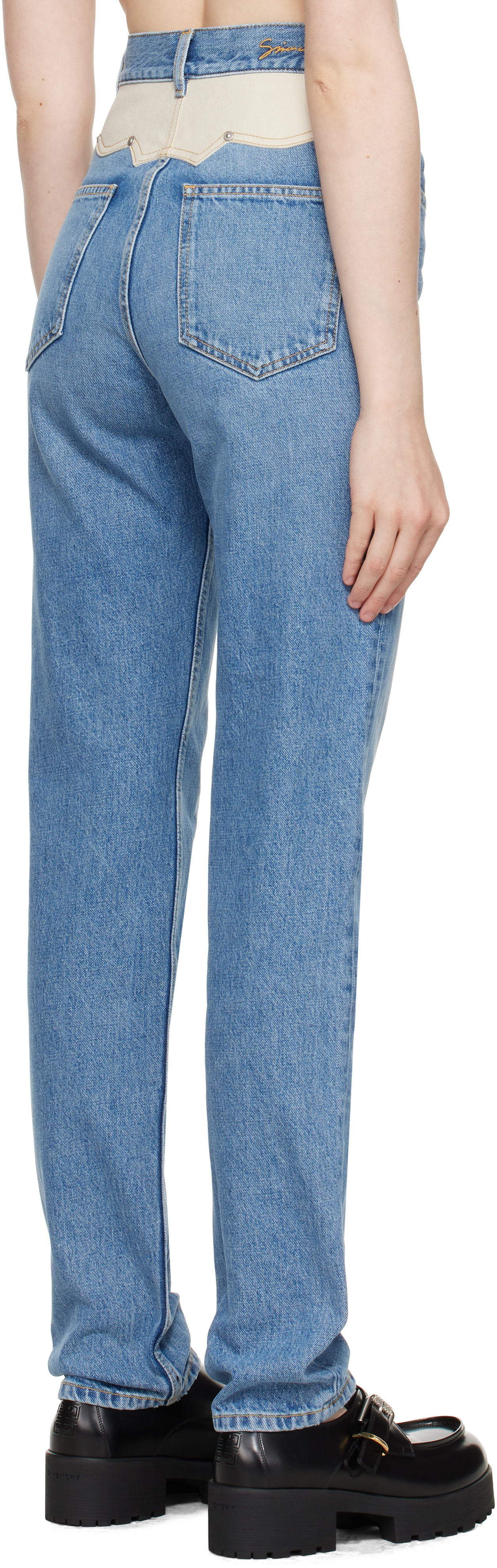 Givenchy - Jean ajusté bleu à empiècements