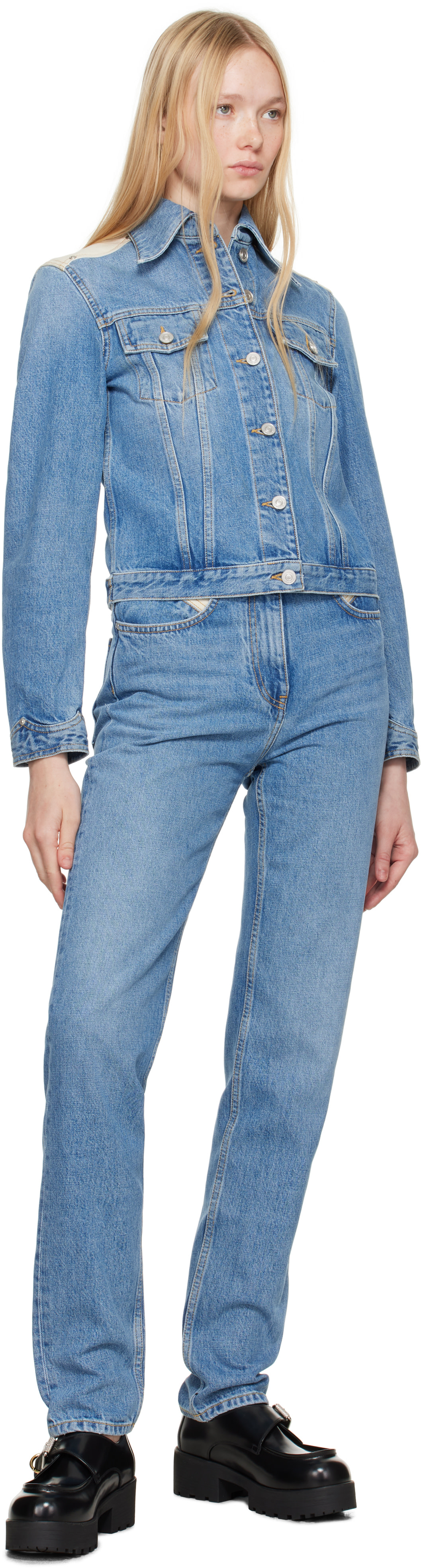 Givenchy - Jean ajusté bleu à empiècements