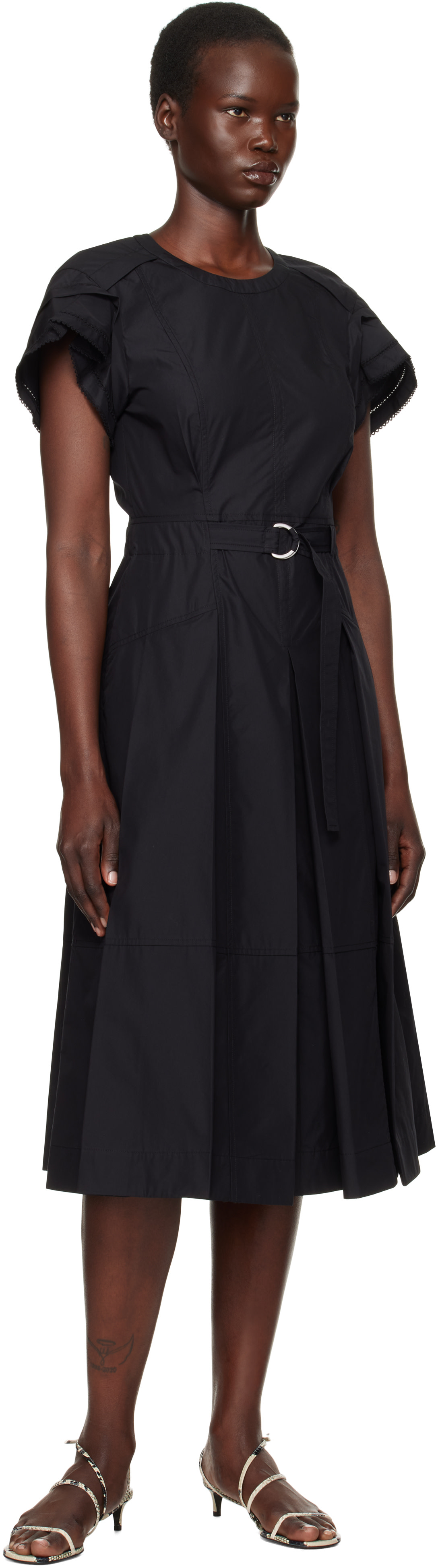 3.1 Phillip Lim: ブラック Cascade Petal Sleeve ミディアム 