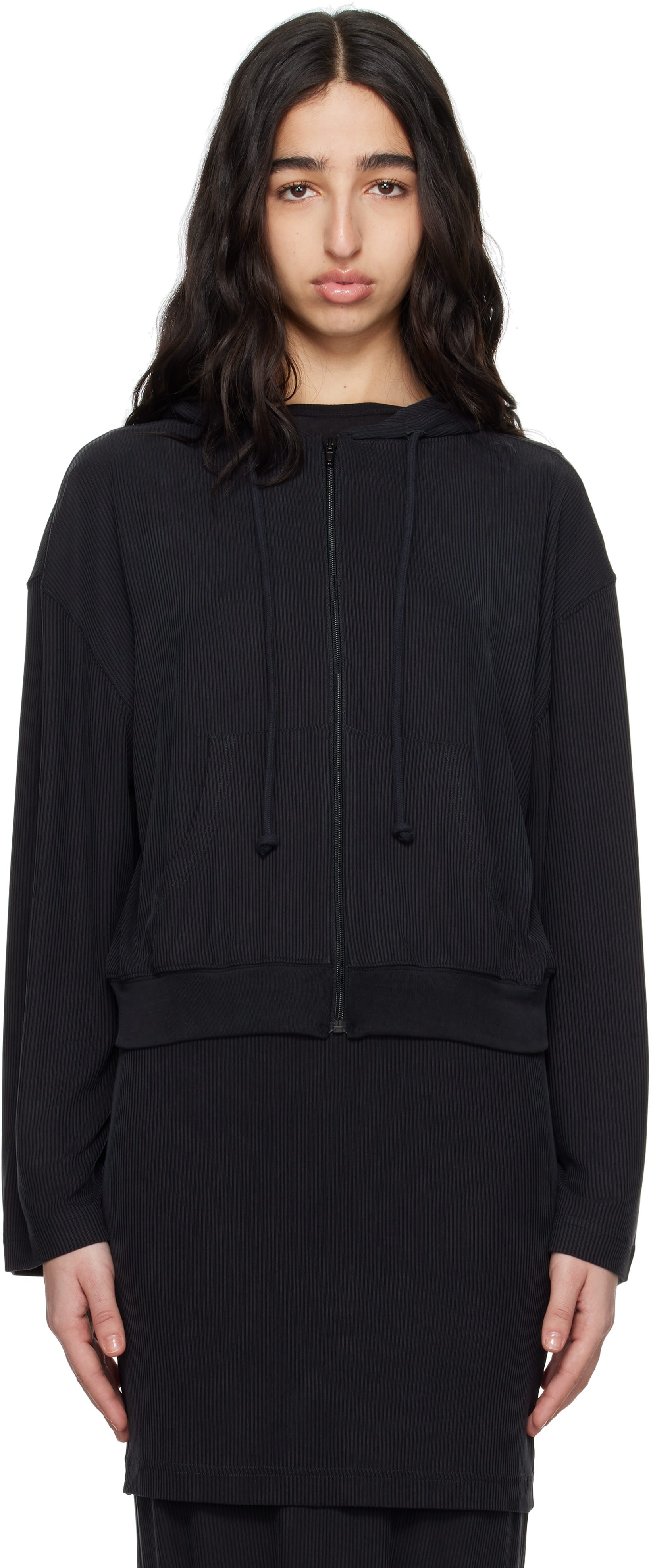 ALAINPAUL - Pull à capuche noir à glissière