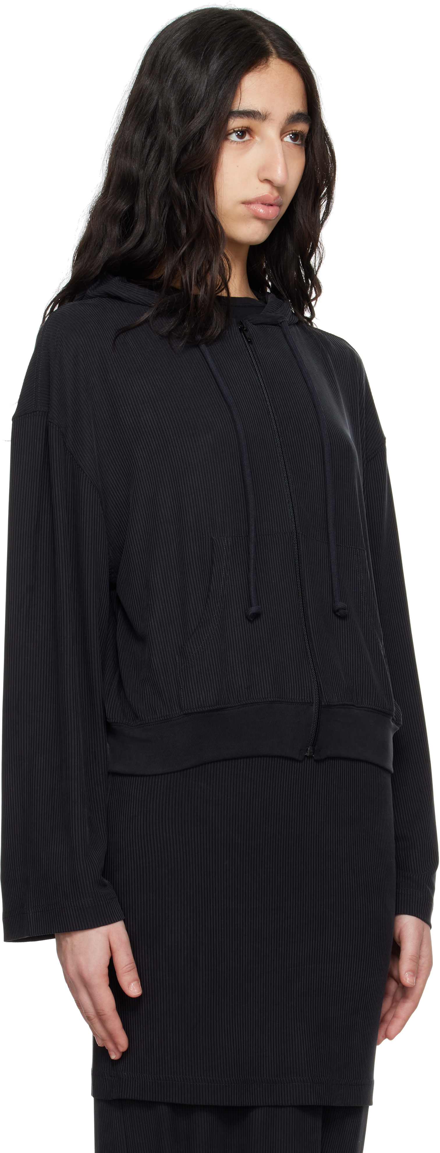 ALAINPAUL - Pull à capuche noir à glissière