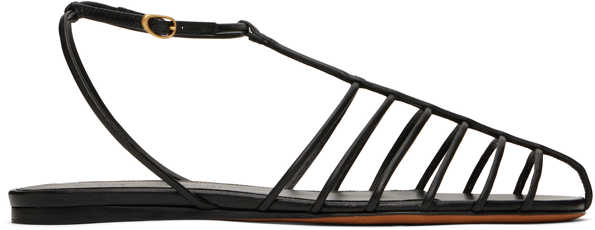 Proenza Schouler: Black Tee Cage Flat Sandals | SSENSE