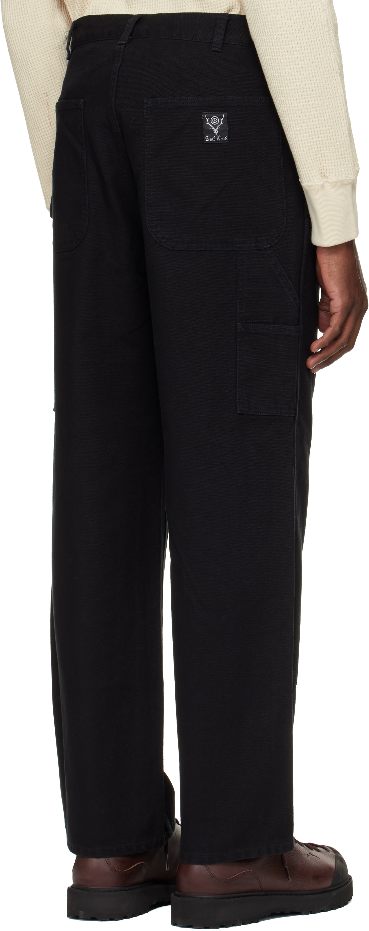 South2 West8: Black Double Knee Painter Trousers | SSENSE Canada