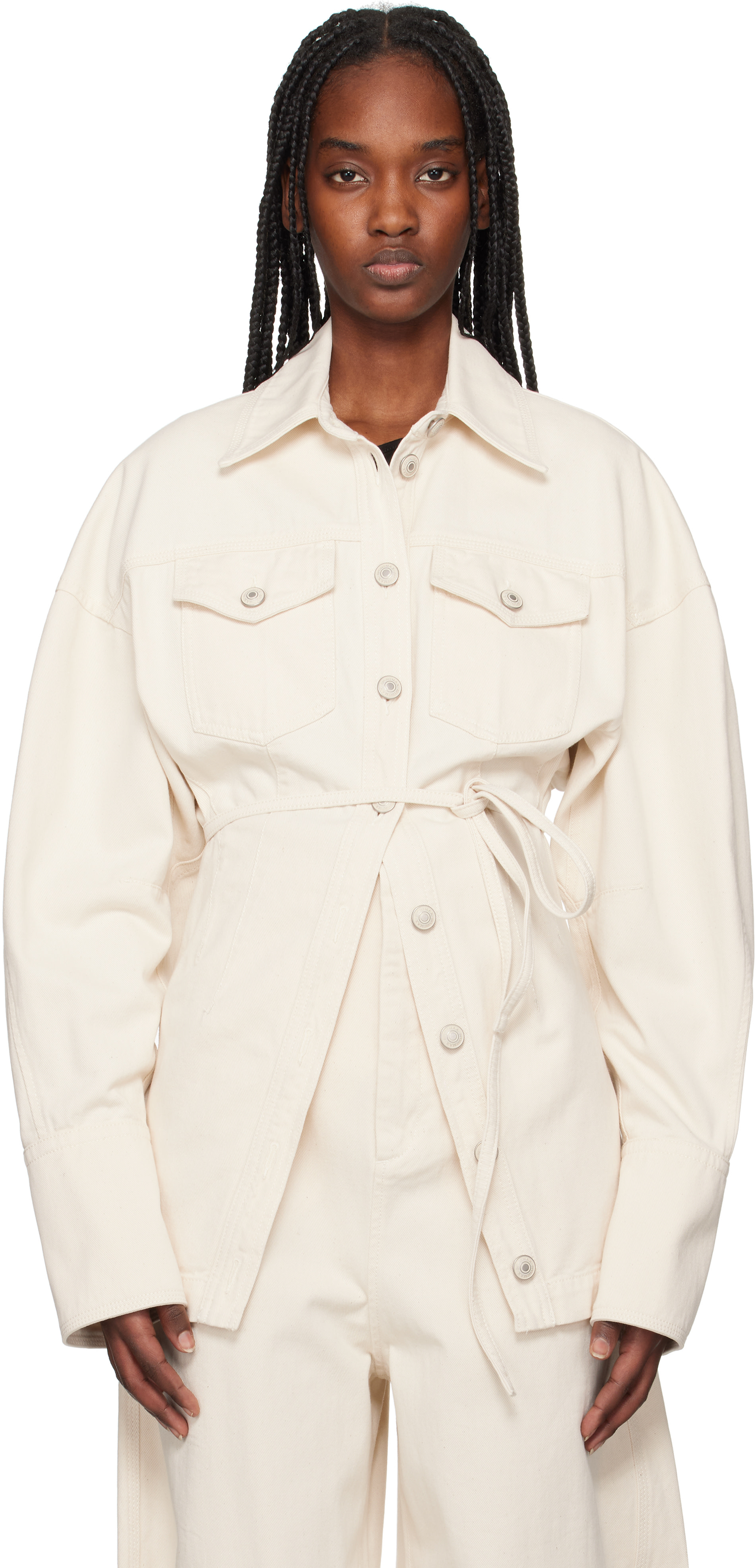 トップス BIBIY. CREAM DENIM JACKET Sportmax: Off-White Biblios Denim Jacket | SSENSE Canada