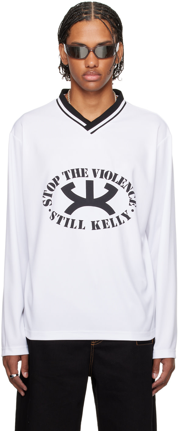 Still Kelly - Pull de sport molletonné 'Stop the Violence' blanc