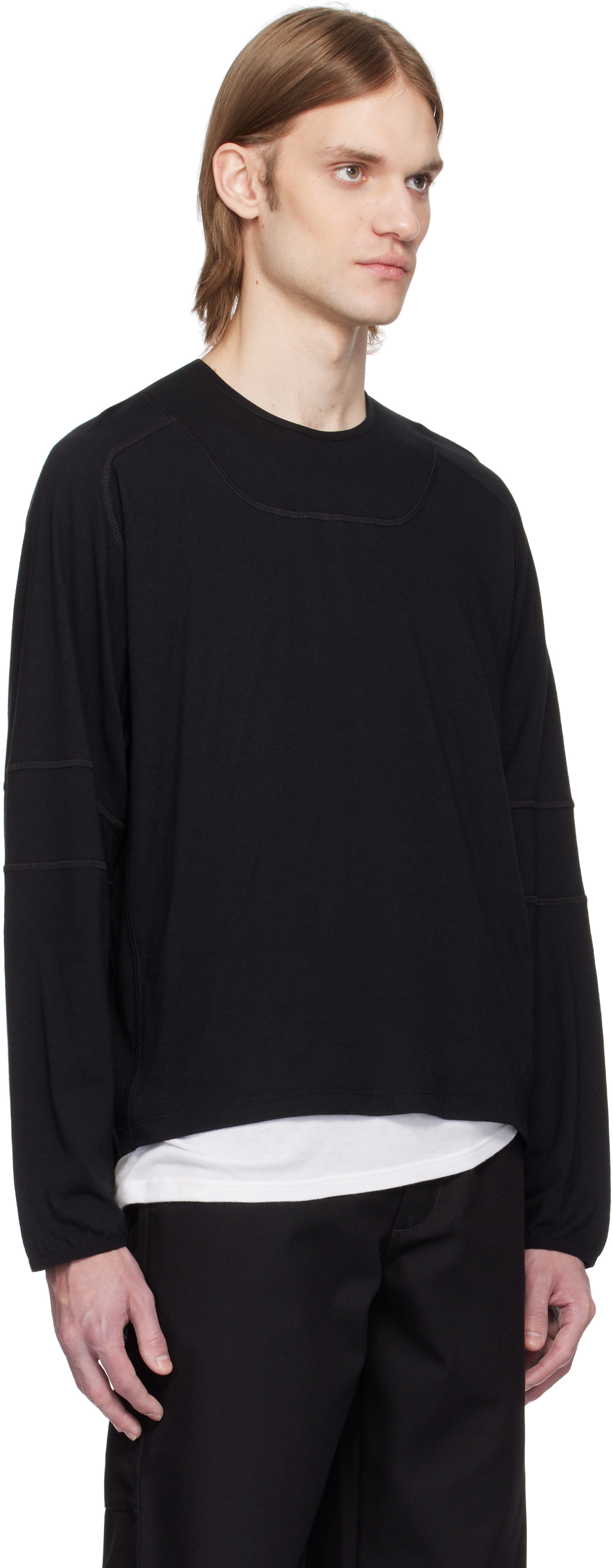 GR10K: ブラック Light Interlock 長袖Tシャツ | SSENSE 日本