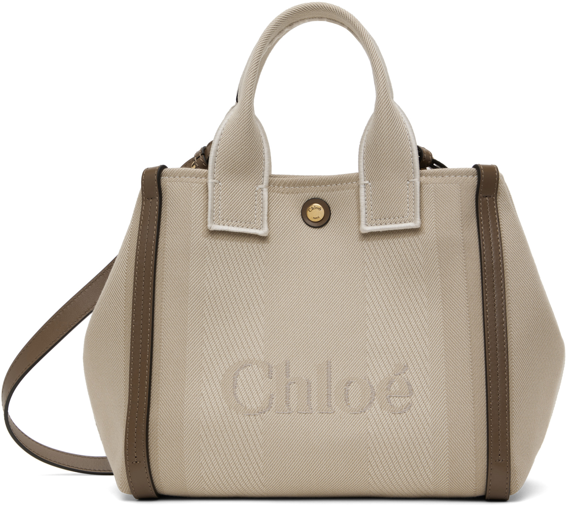 Chloé - Petit cabas beige à logos