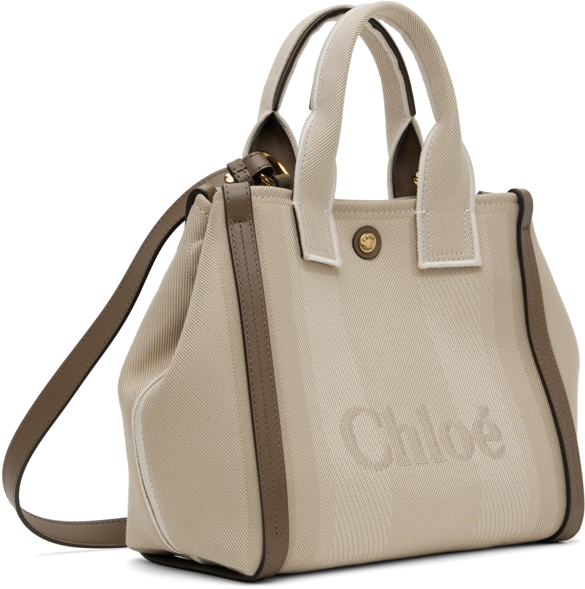 Chloé - Petit cabas beige à logos