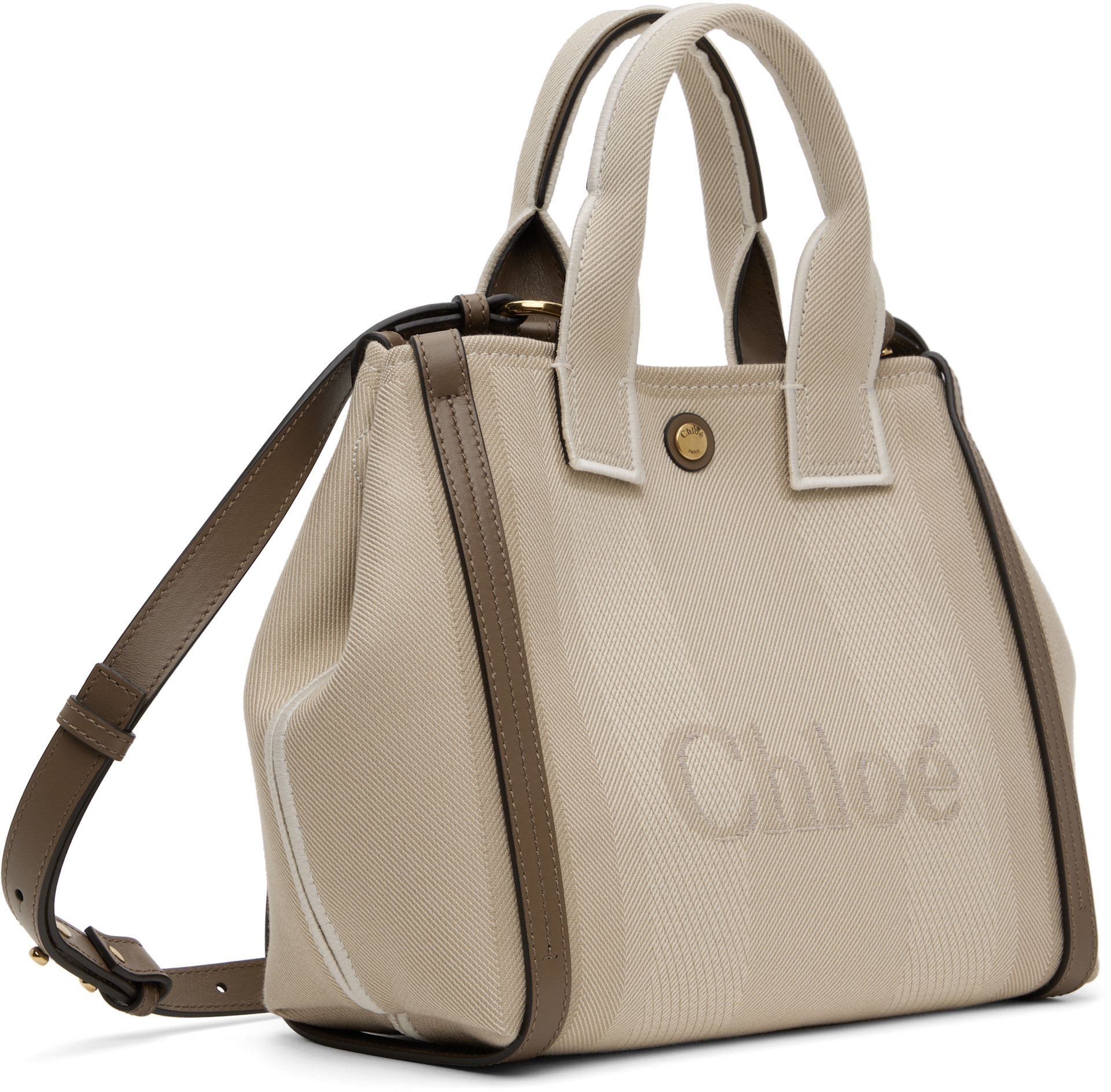 Chloé - Petit cabas beige à logos