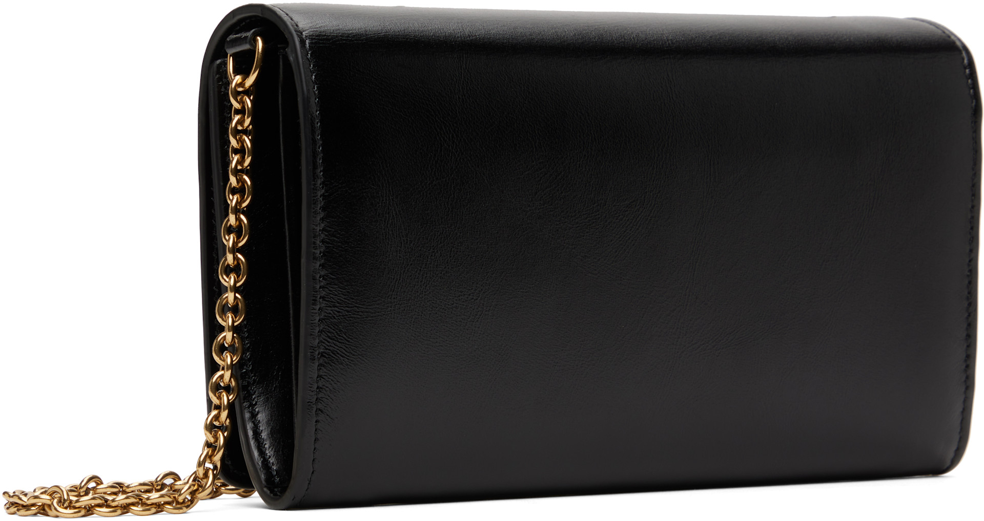 Chloé: Black 'Chloé Iconic Flap Wallet On Chain' Bag | SSENSE