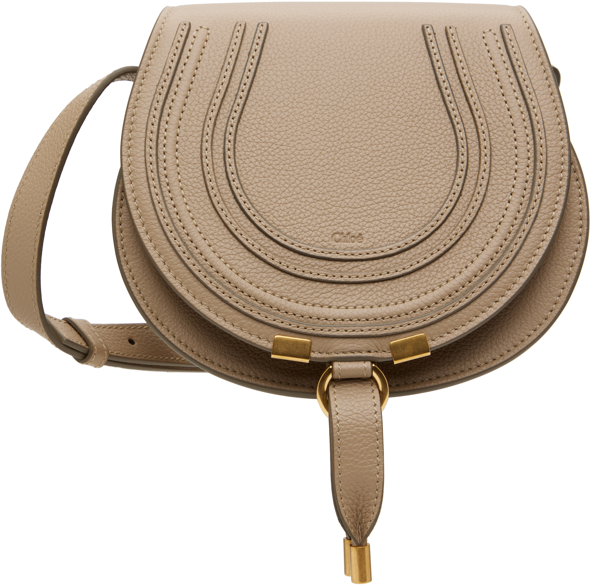 Chloé: Taupe Small Marcie Saddle Bag | SSENSE