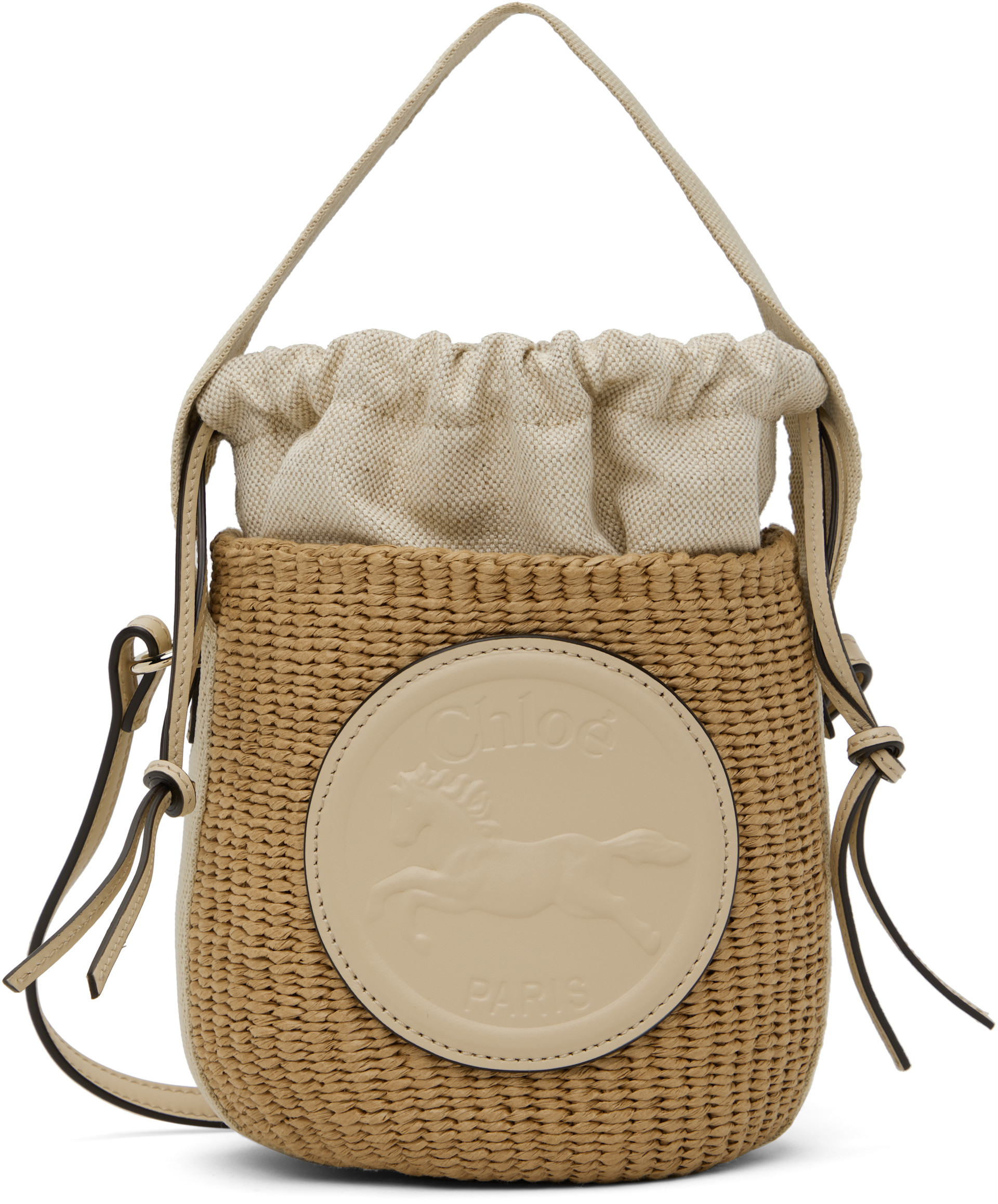 Chloé かごバッグ ベージュ Chloé: ベージュ スモール Horse Medal かごバッグ | SSENSE 日本