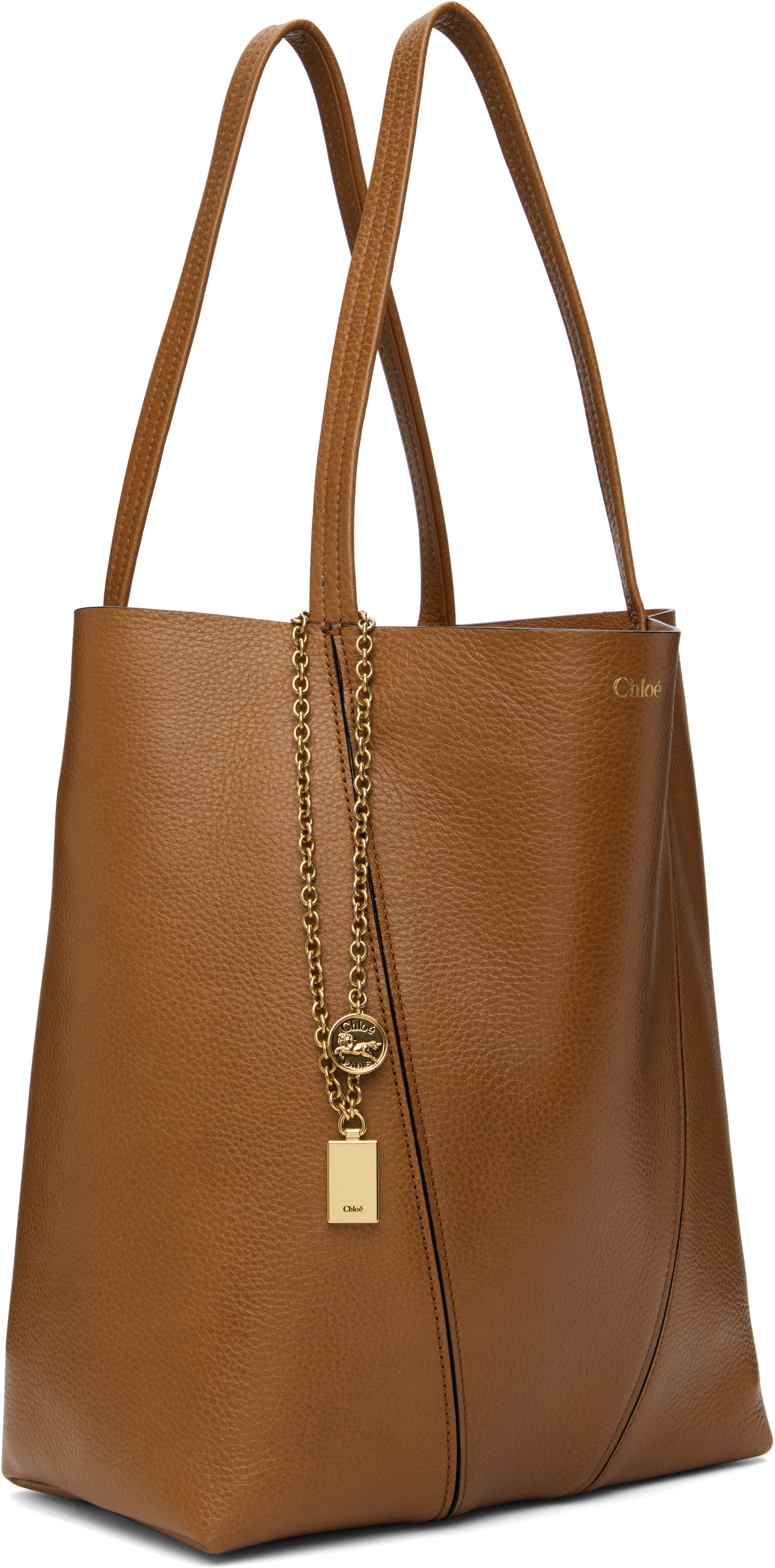 Chloé - Cabas Spin brun à logos