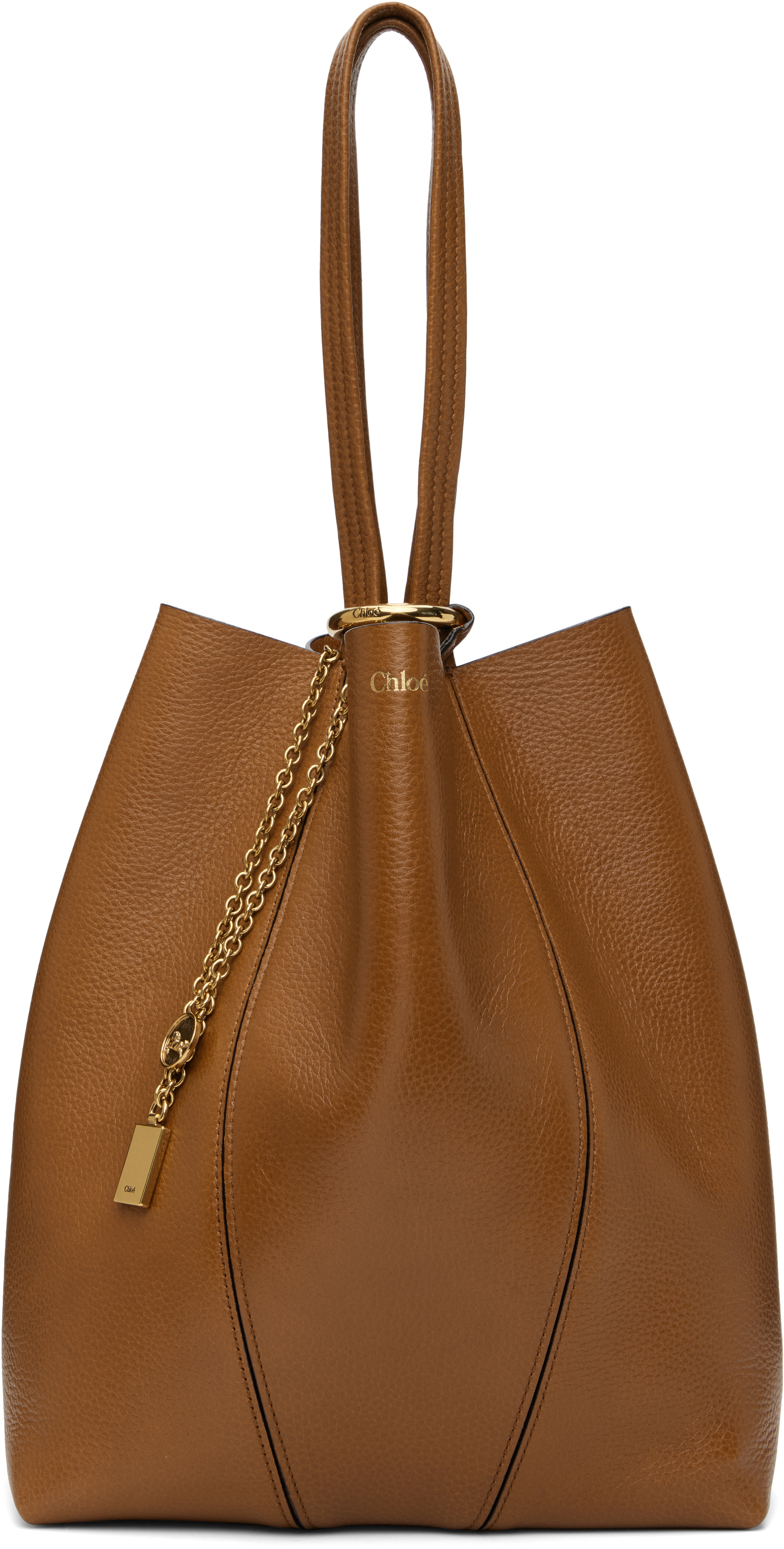 Chloé - Cabas Spin brun à logos