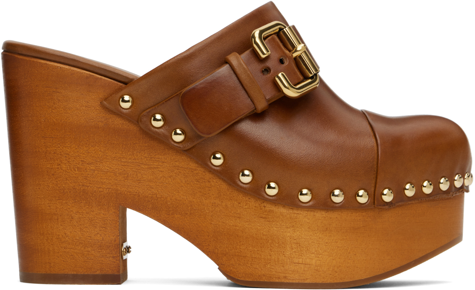 Chloé - Mules à talon bottier Jeanette brunes