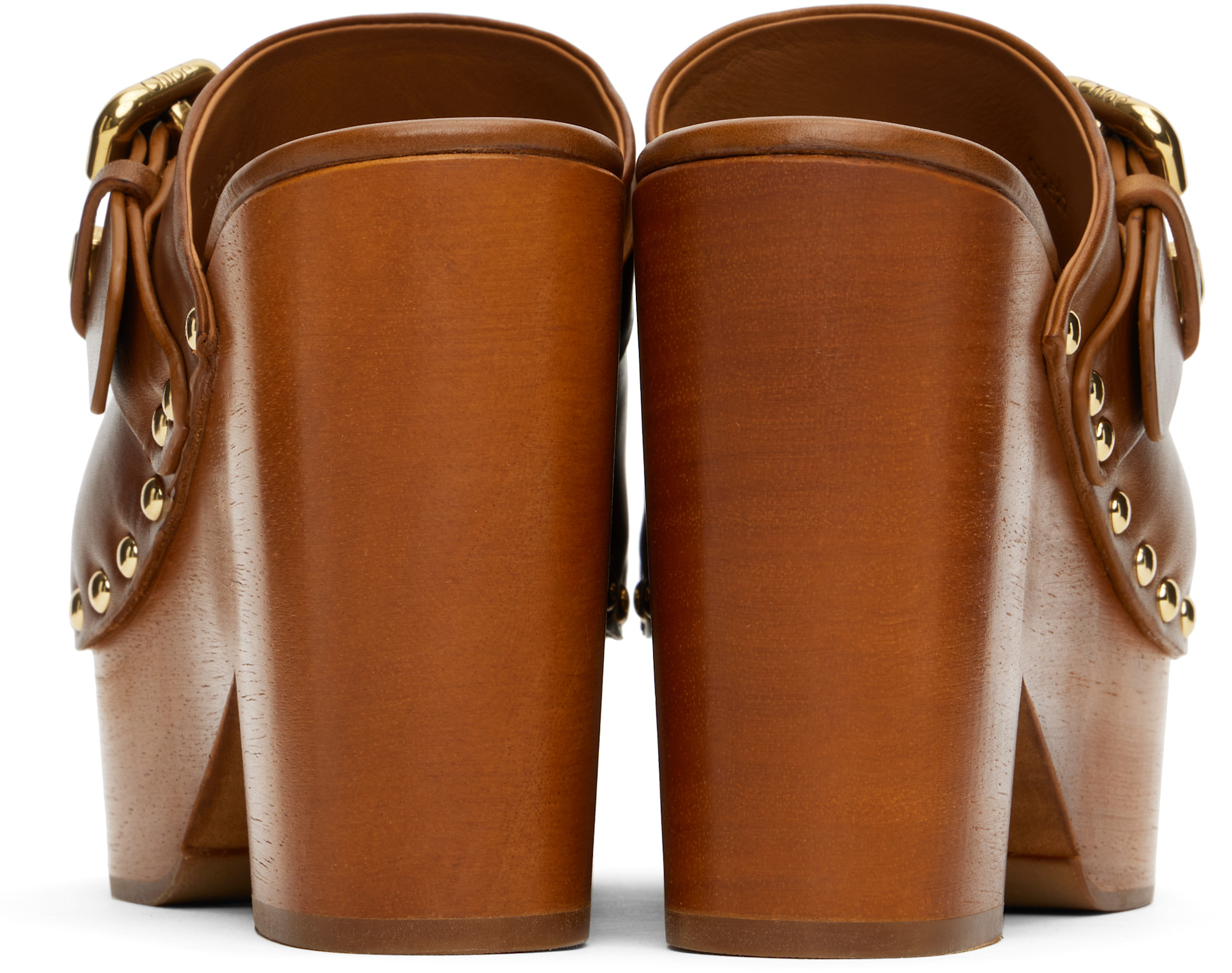 Chloé - Mules à talon bottier Jeanette brunes
