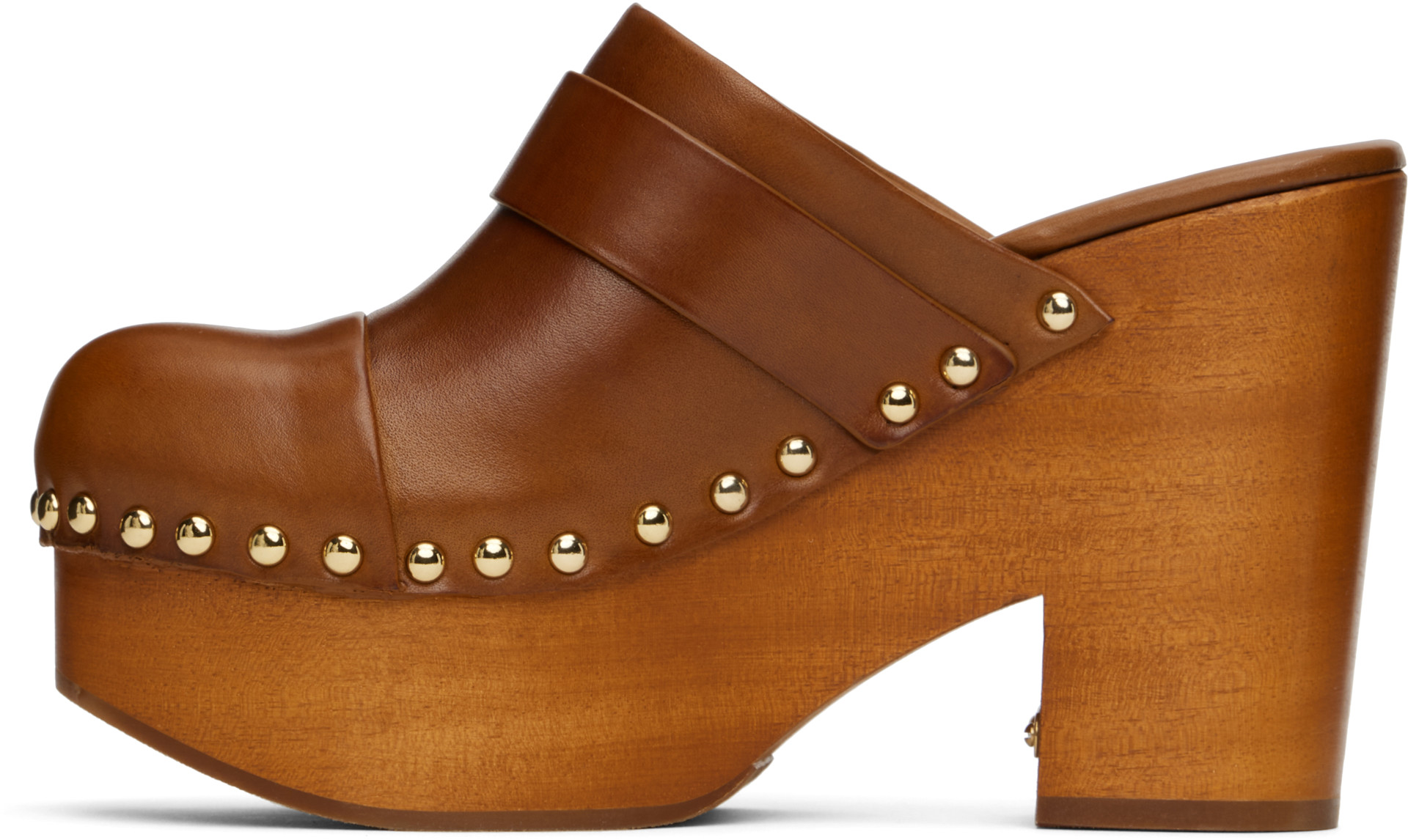 Chloé - Mules à talon bottier Jeanette brunes