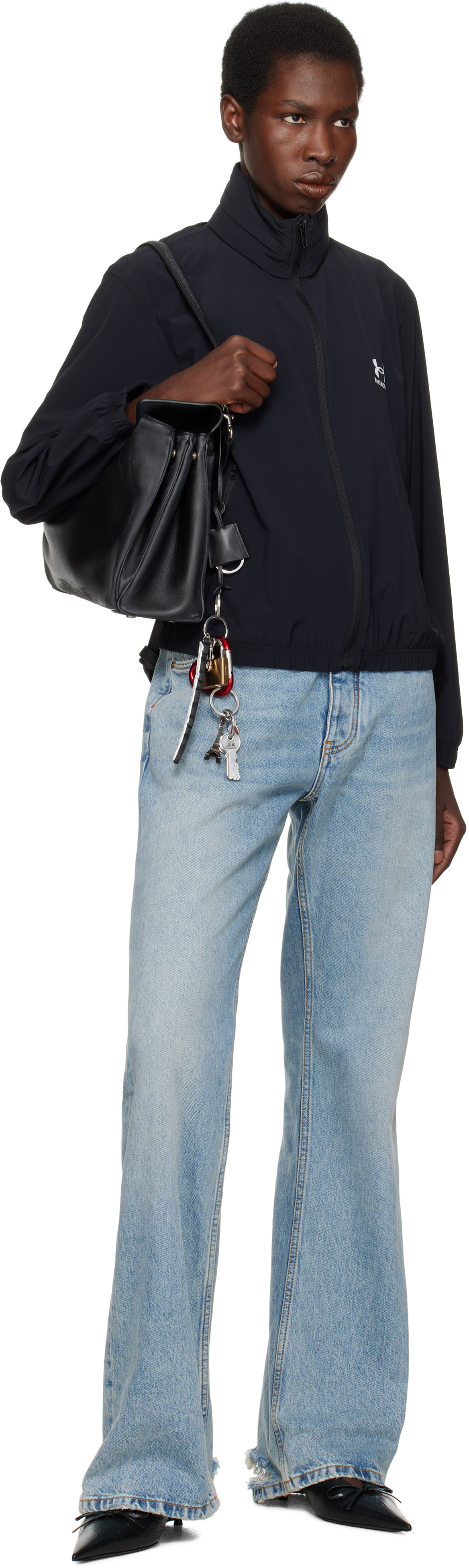 Balenciaga: ブラック ミディアム Rodeo With One Charm バッグ