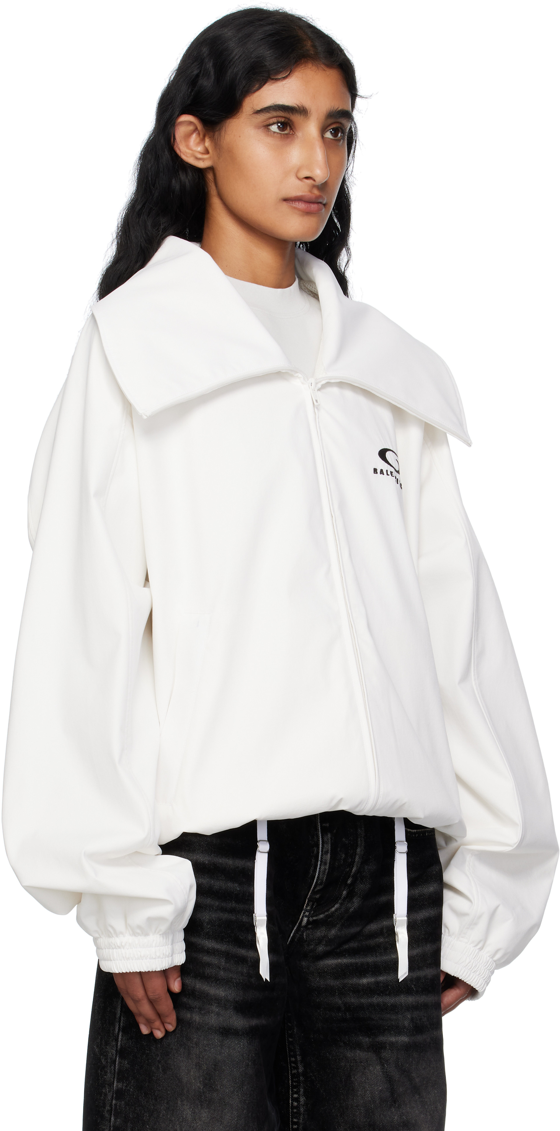 Balenciaga: ホワイト ジップアップ トラックジャケット | SSENSE 日本