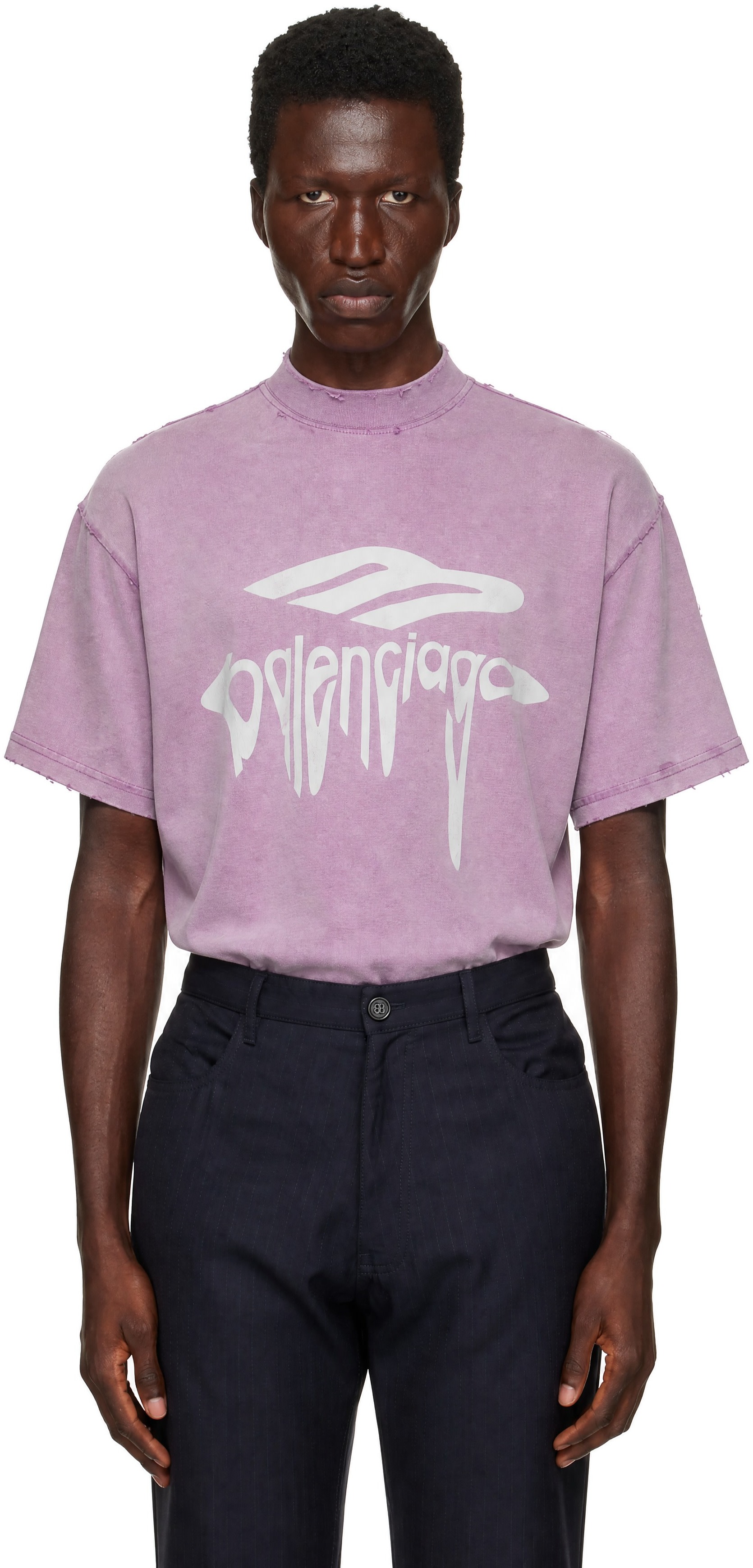 Balenciaga: Purple 3B Liquified Oversized T-shirt | SSENSE Canada