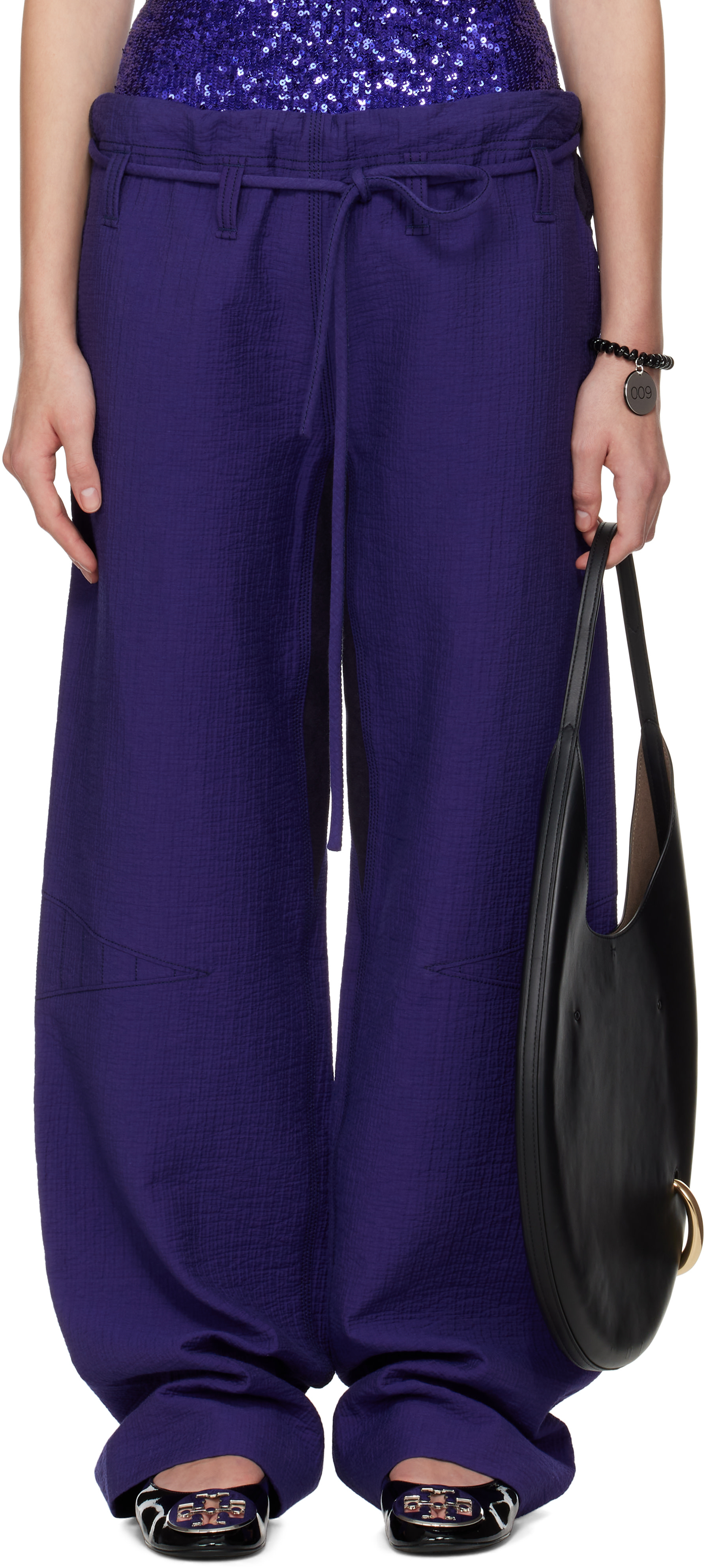 Tory Burch - Pantalon ample mauve en coton
