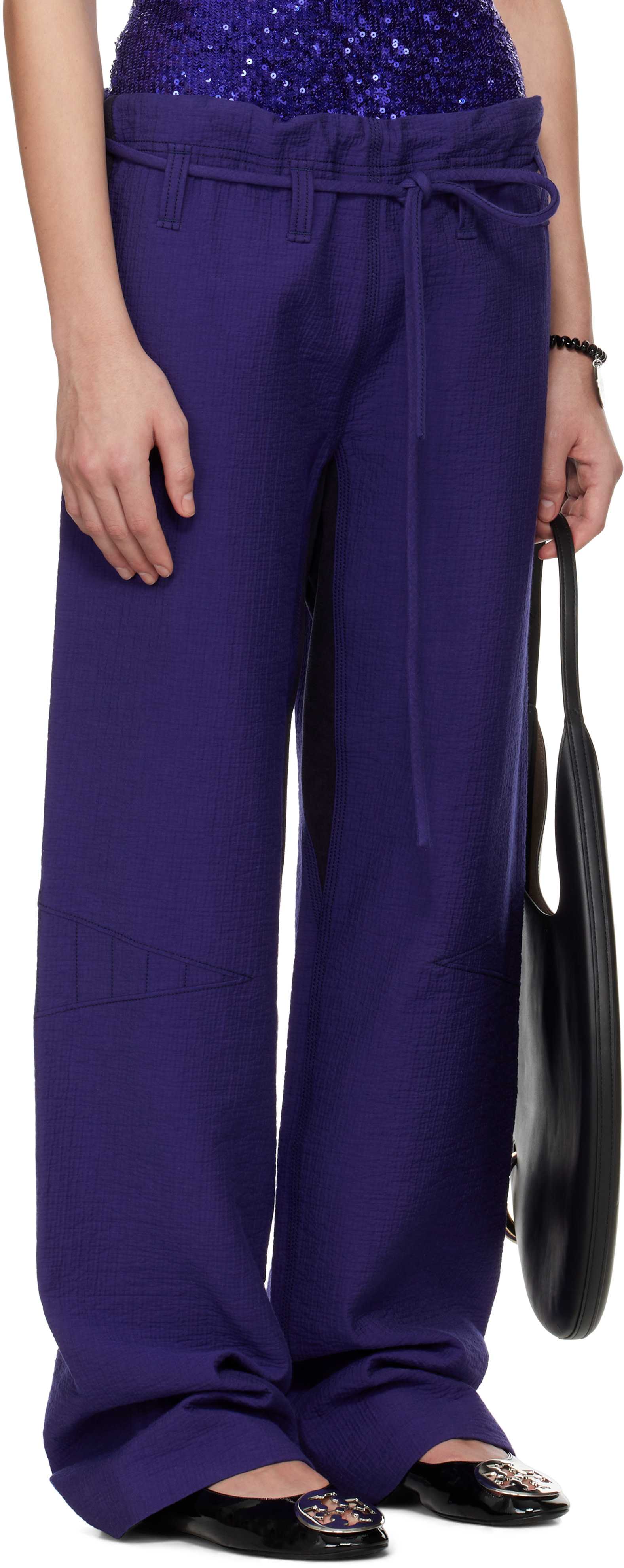 Tory Burch - Pantalon ample mauve en coton