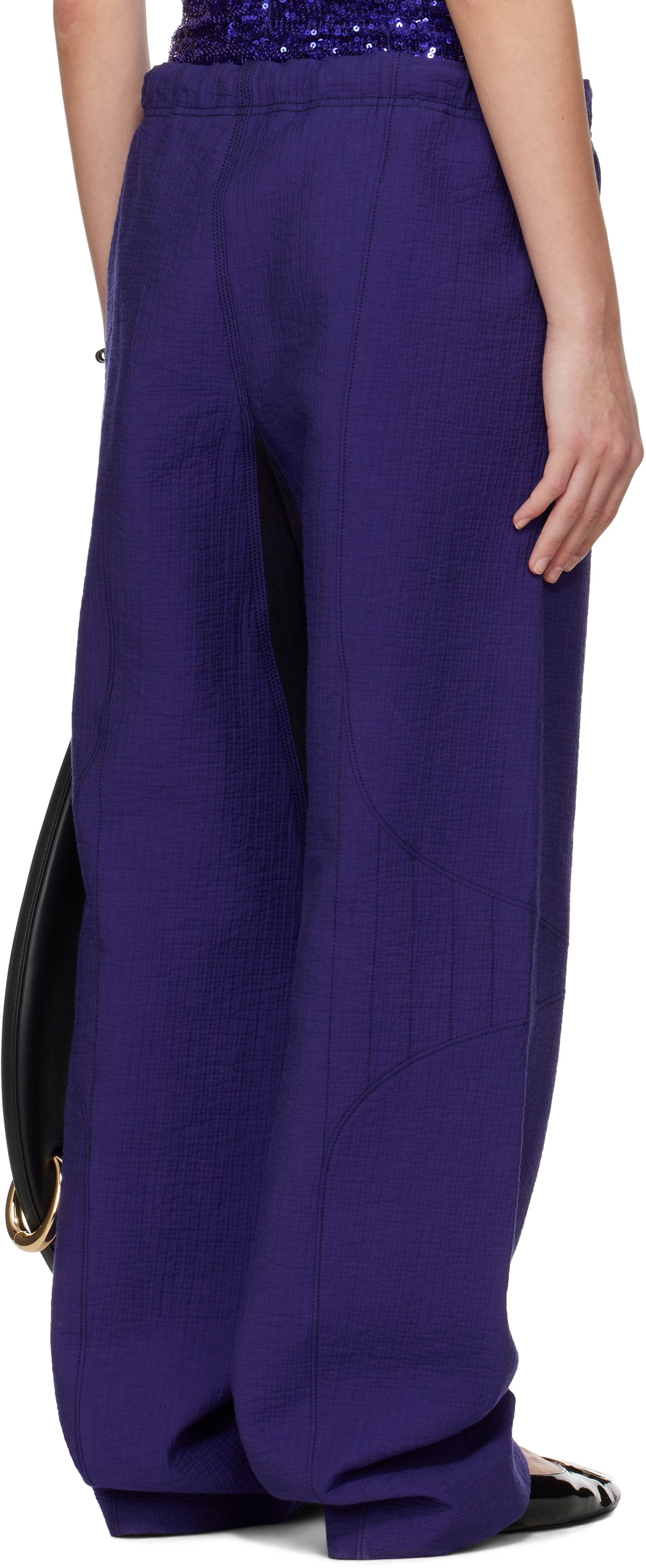 Tory Burch - Pantalon ample mauve en coton