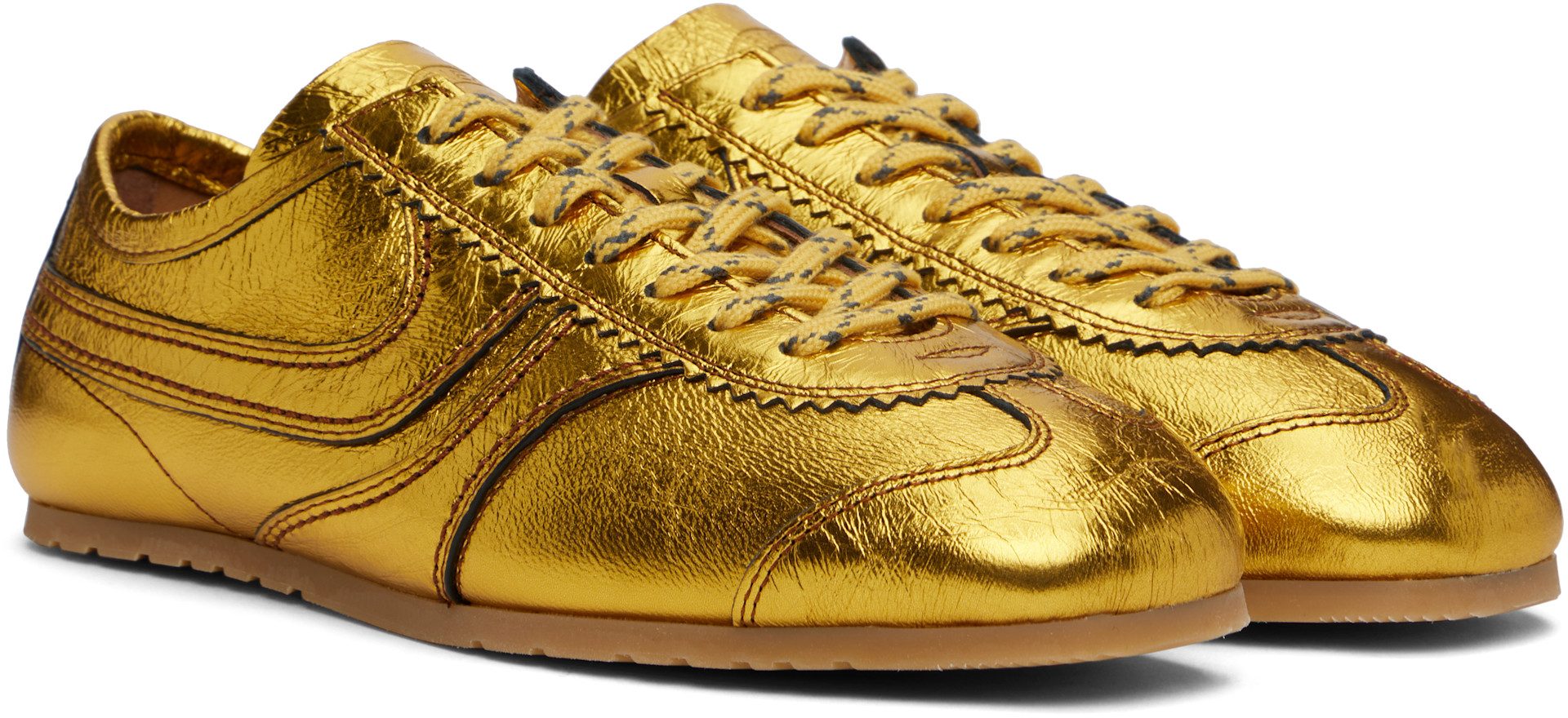 Dries Van Noten: ゴールド メタリック スニーカー | SSENSE 日本